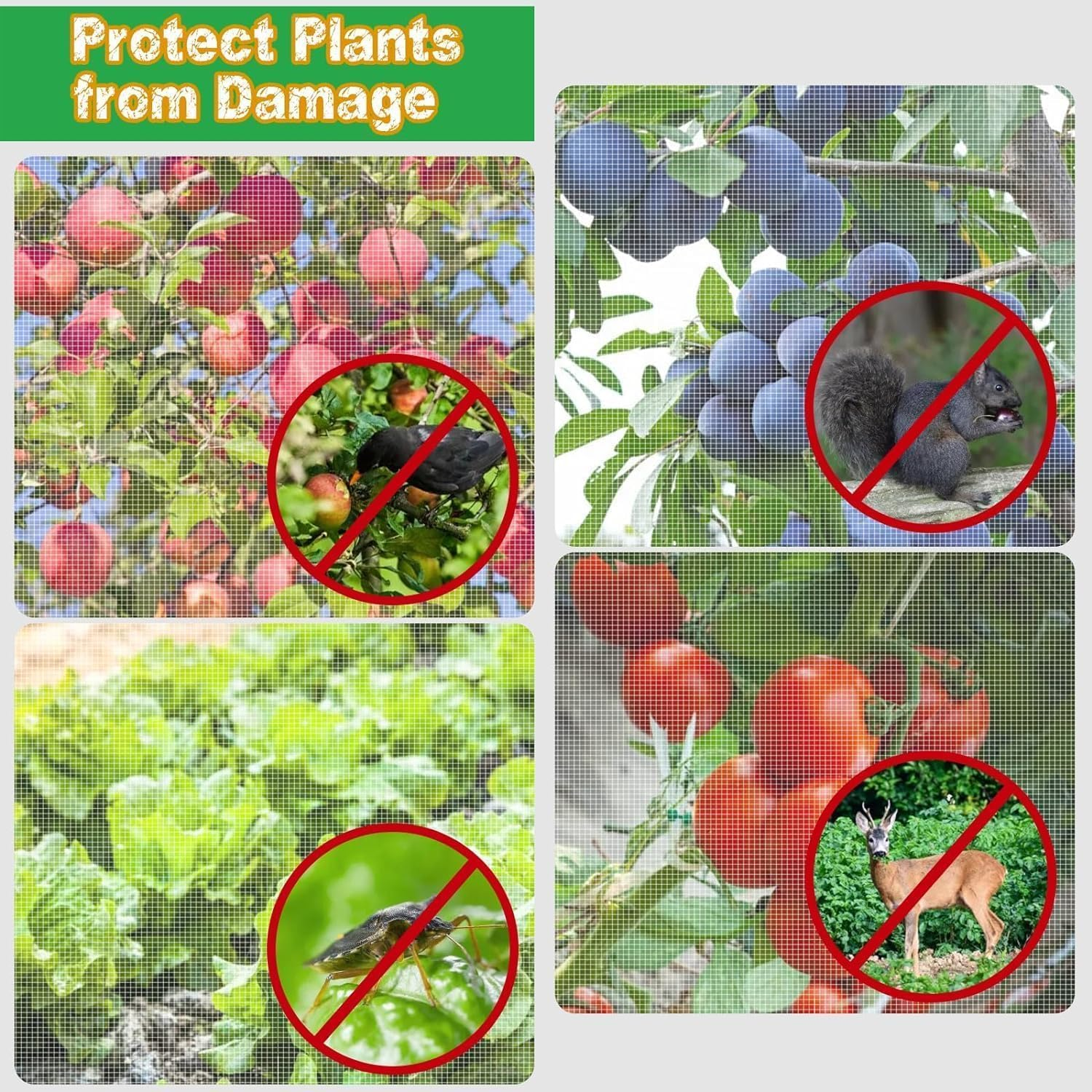 Large Fruit Tree Netting Bags, POIUNA Fruit Tree Netting Cover with Zipper and Drawstring, Fruit Tree Netting for Large Trees, Garden Mesh Netting for Garden Protection,Insect Bird Netting(8.3 X8.3Ft) image number 5