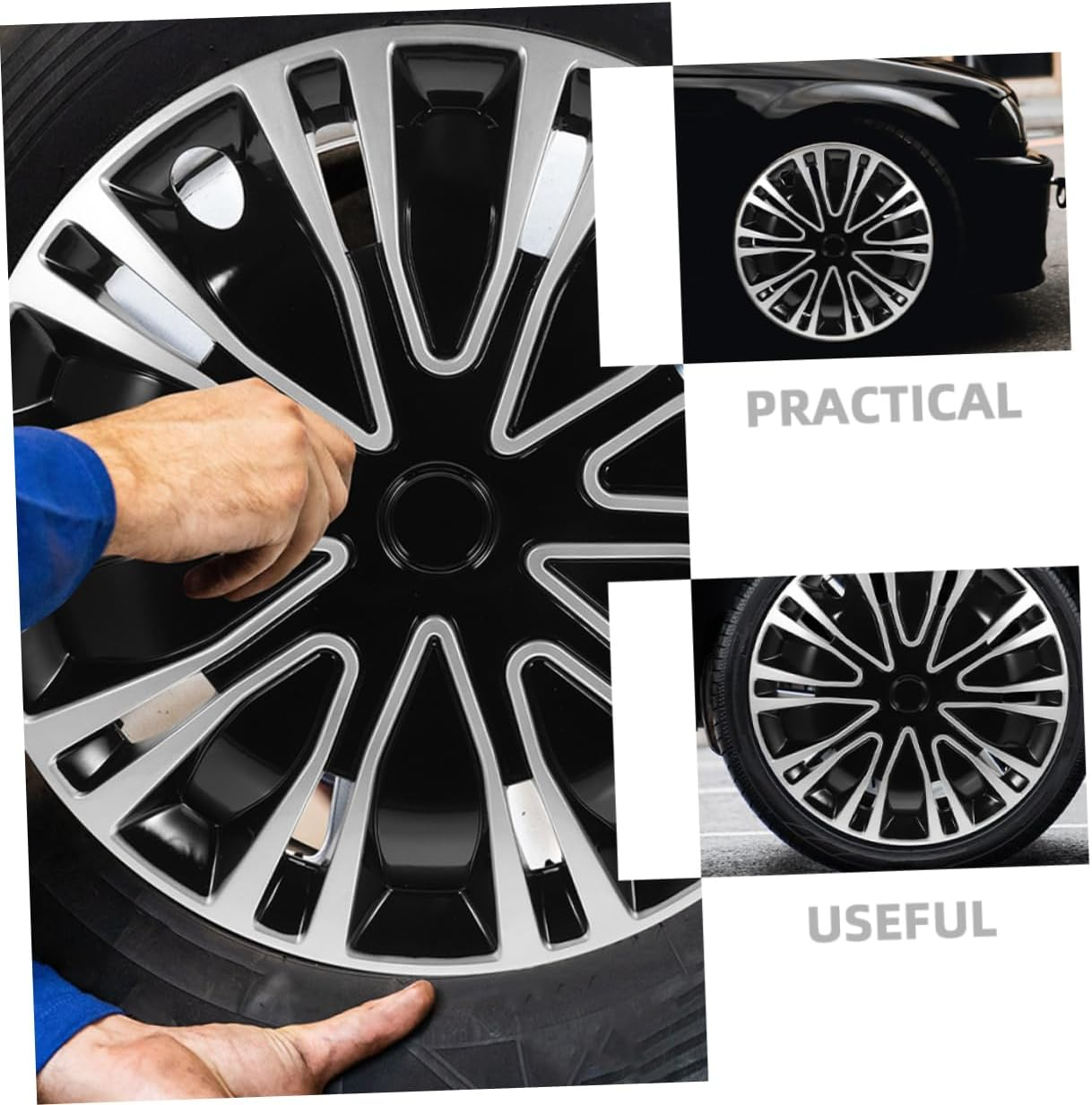 MUCKLILY 2Pcs Decorative Wheel Rim Covers Hubcap Covers for Cars Car Decor Wheel Rim Protector