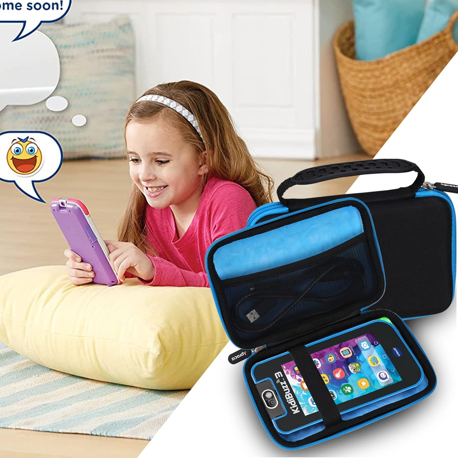 Aproca Hard Storage Travel Case Bag Fit Vtech Kidibuzz / Vtech Kidibuzz G2(Black - Inner Blue) image number 6