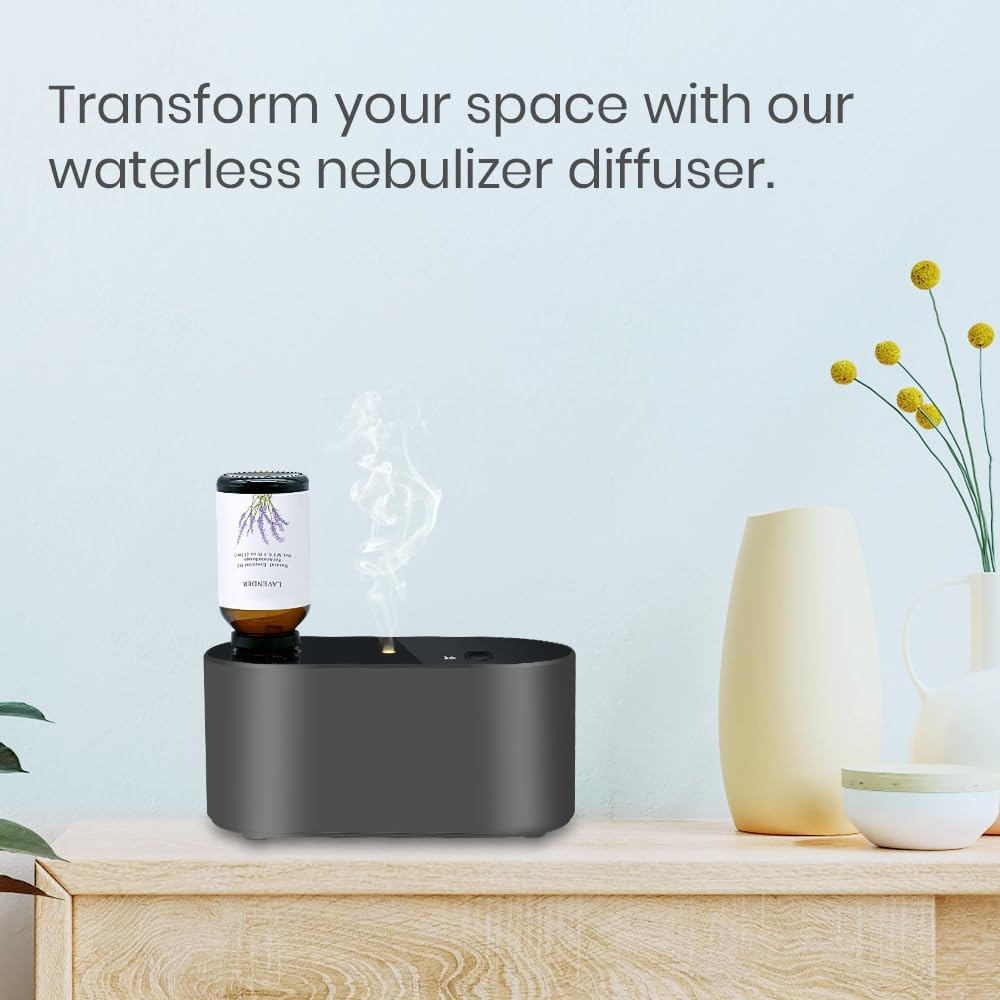 SOICARE Cordless Rechargeable Waterless Diffuser for Essential Oils, Battery Operated Wireless Portable Nebulizing Essential Oil Diffuser, Scent Diffuser for Home,Room,Office, Hotel Collection(Black) - Silver image number 7