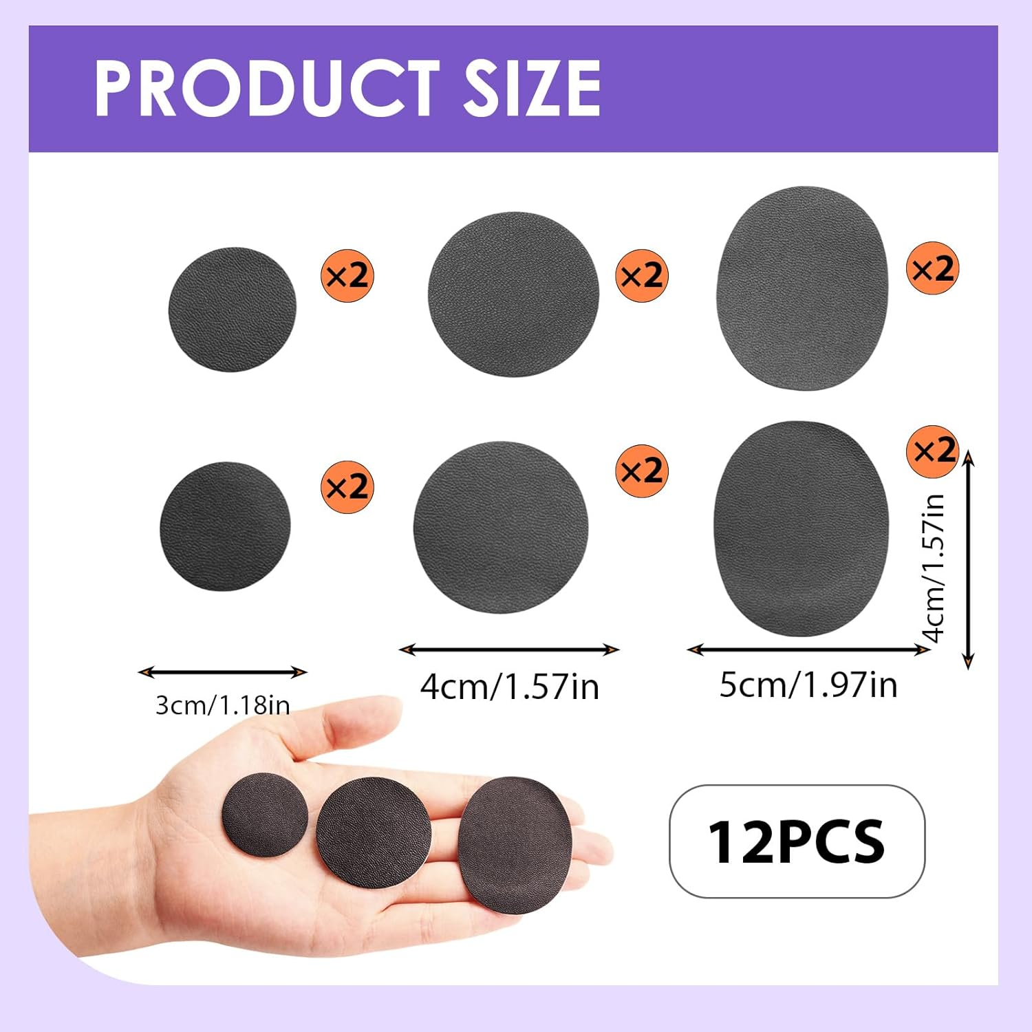 12 Pcs Shoe Hole Repair Patch, Self-Adhesive Sneaker Repair Patches, 3 Sizes Repair Holes of Different Shapes, Patches Suitable for Cracked Toe Cap Scratches Upper Prevention Toe Cracking image number 5