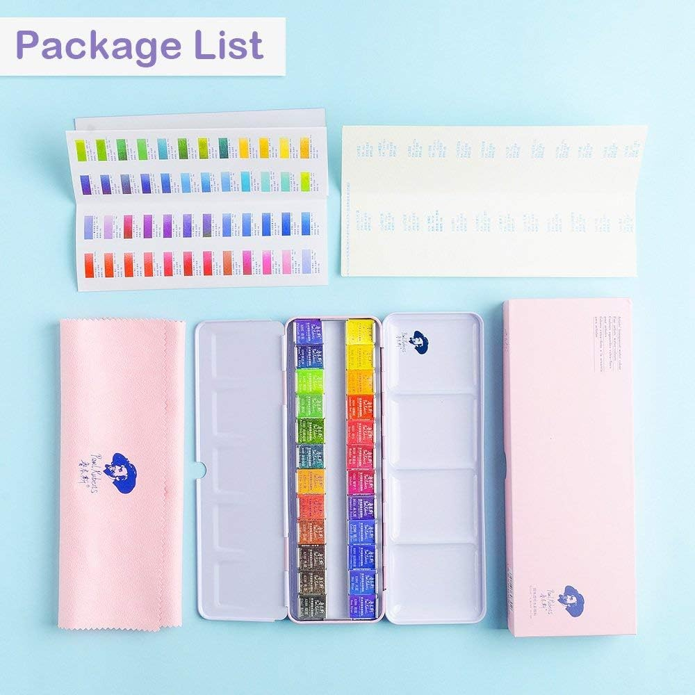 Paul Rubens Professional Watercolor Paint Set Artist Grade, 24 Vivid Colors with Portable Metal Box for Artists, Beginners, Hobbyists, Students