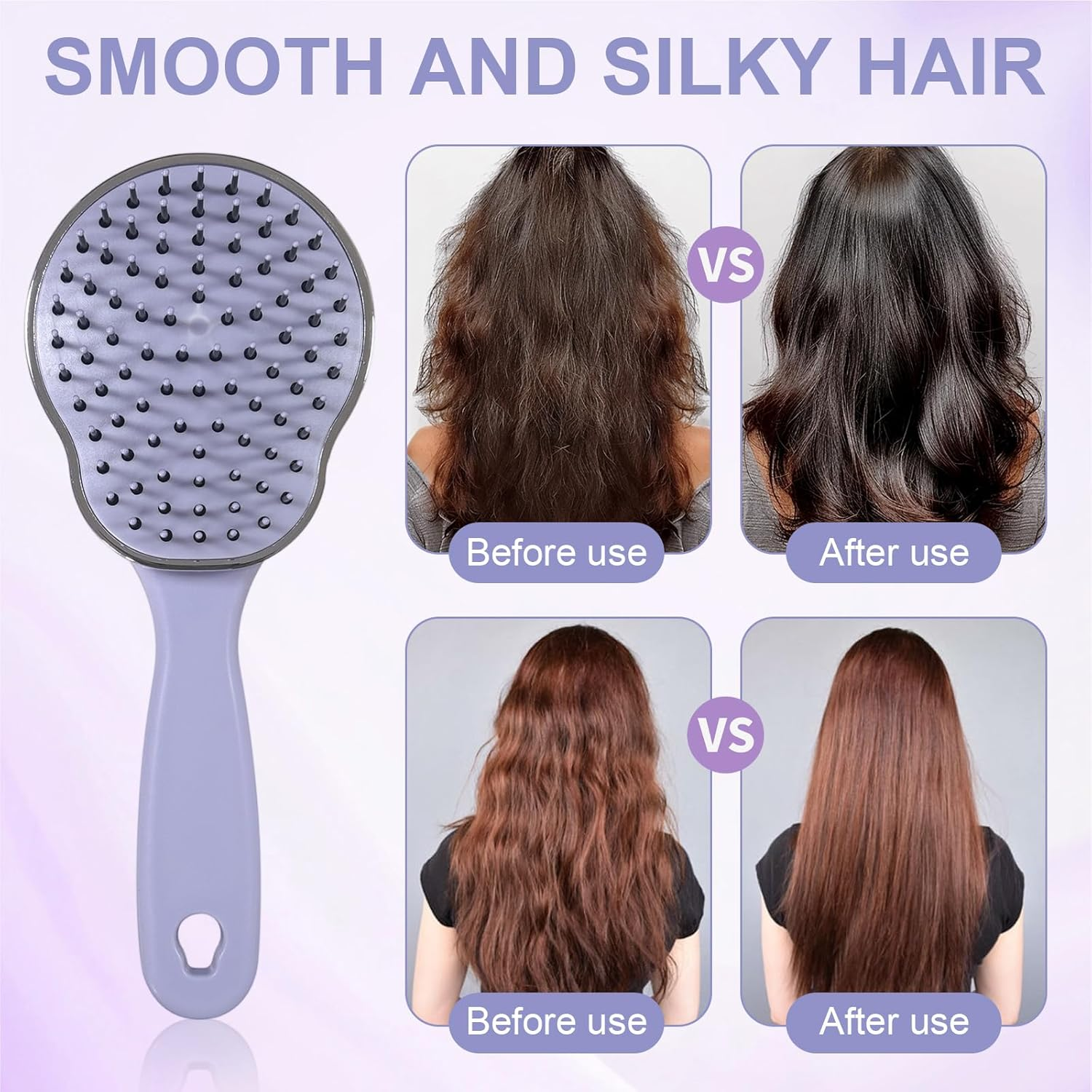 Detangler Hair Brush, Self Cleaning Hair Brushes, anti Static Massage Comb Brush,Cushion Hairbrush,Gentle Massaging,Gliding through Tangle,For Women & Men,Short,Long,Straight,Waves image number 2