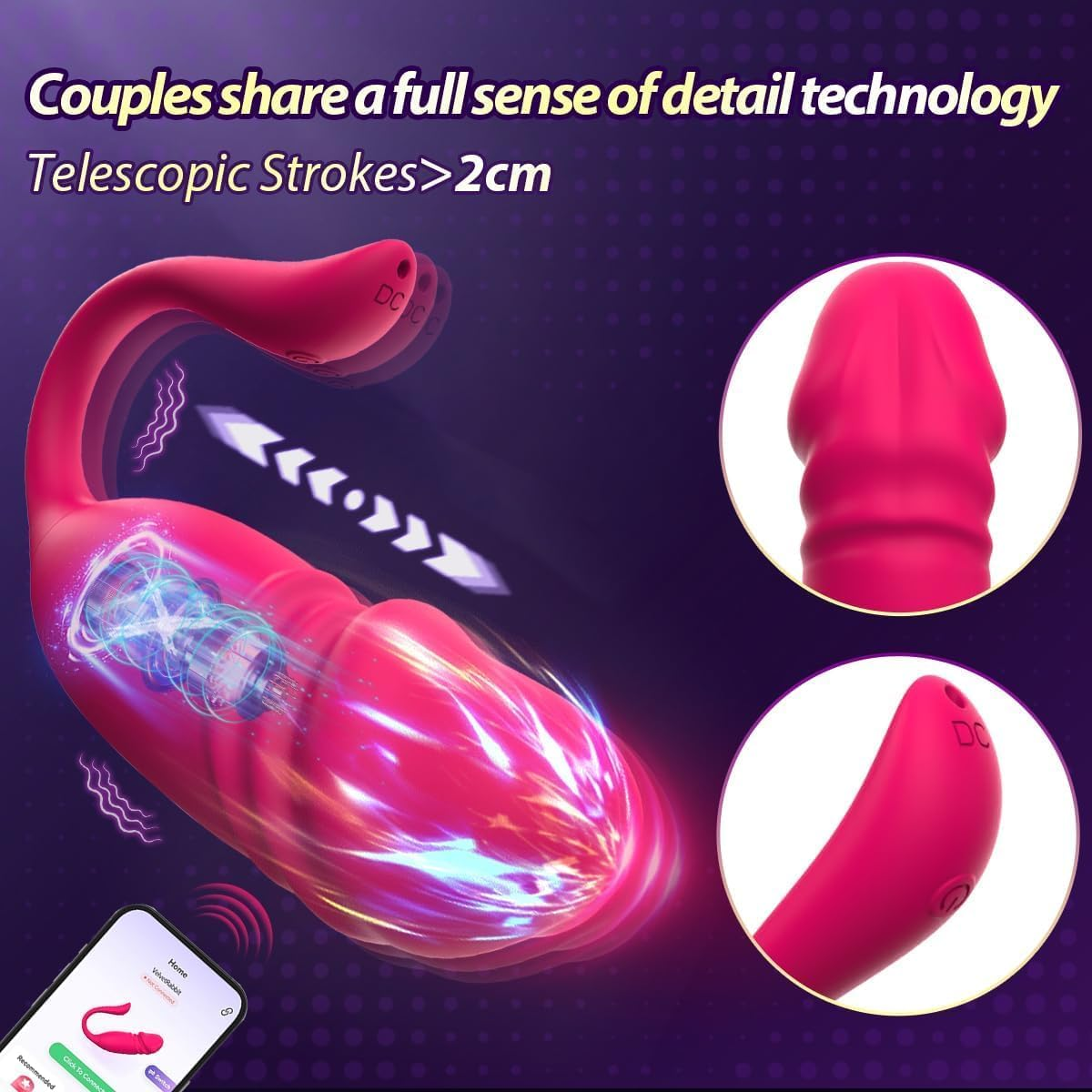 Vibrator Adult Sex Toys App Remote Control G Spot Wearable Vibrators Long Distance Egg Vibrator Wireless Bluetooth Rechargeable Wearable for Female Couples Clitoral Stimulator Sexual Pleasure Tools for Women (Rose Red) image number 1