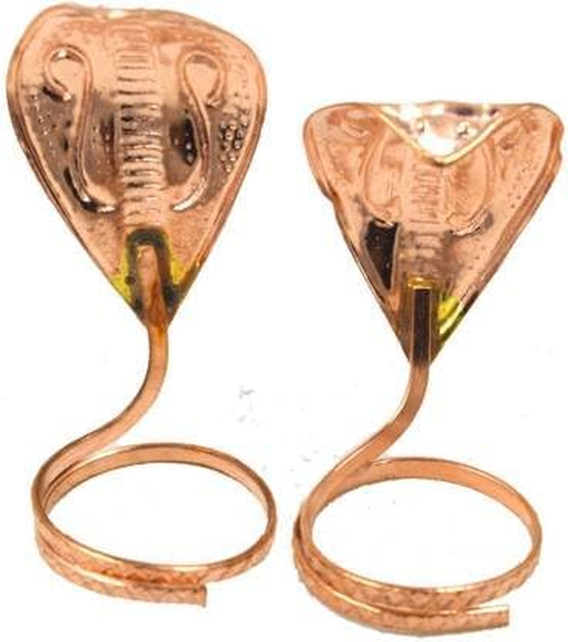 Copper Nag Nagin Shiv Bhagwan Pooja, Nag Panchami Pooja,Snake Pair, Metal Nag Nagin Joda, Metal Naag Nagin Joda for Kaal Sarp Dosha Decorative Showpiece - 1.5 Cm (Pair) image number 2