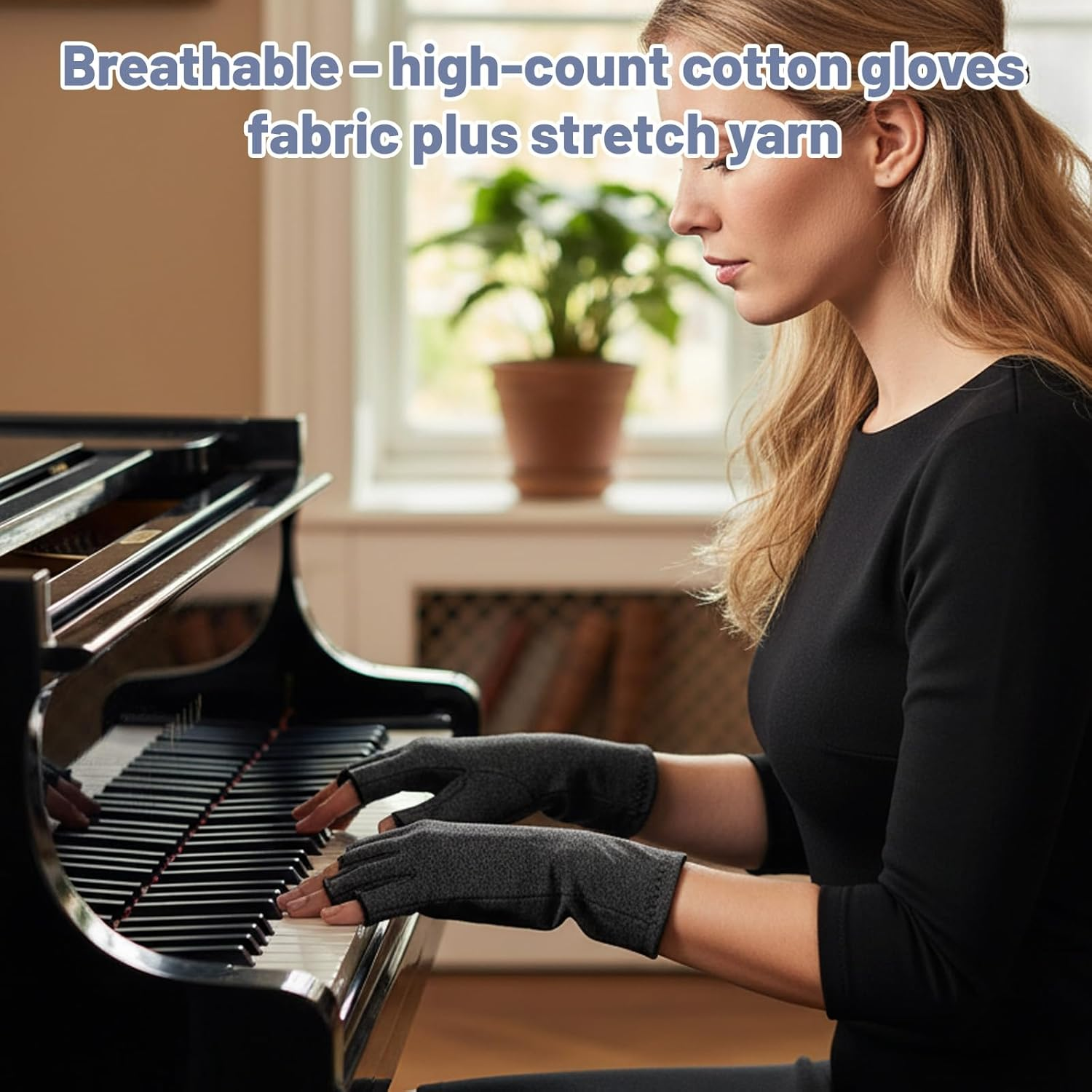 Compression Gloves, Breathable Support for Hands and Wrists, Relieves Discomfort, Gray image number 5