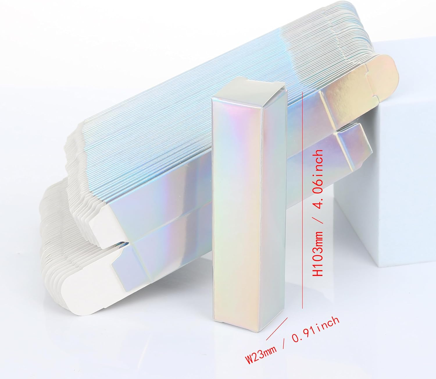 COSIDEA 50Pcs 23 * 23 * 103Mm Lip Gloss Craft Silver Paper Box Small Packing Boxes 350Gms for Pack Mascara image number 2