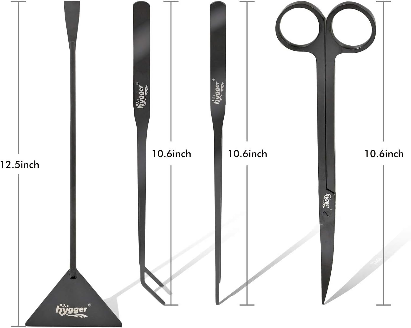 Hygger Long Stainless Steel Premium Aquarium Tools, 4 PCS Aquatic Plant Tweezers Scissors Spatula Kits Comes with 1 Cleaning Cloth, for Fish Tank Starters image number 6