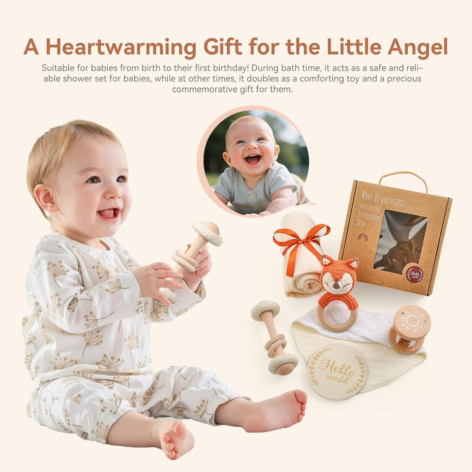 Baby Gift Set for Newborn New Baby Gift Newborn Essentials Bath Set with Blanket Rattle image number 3