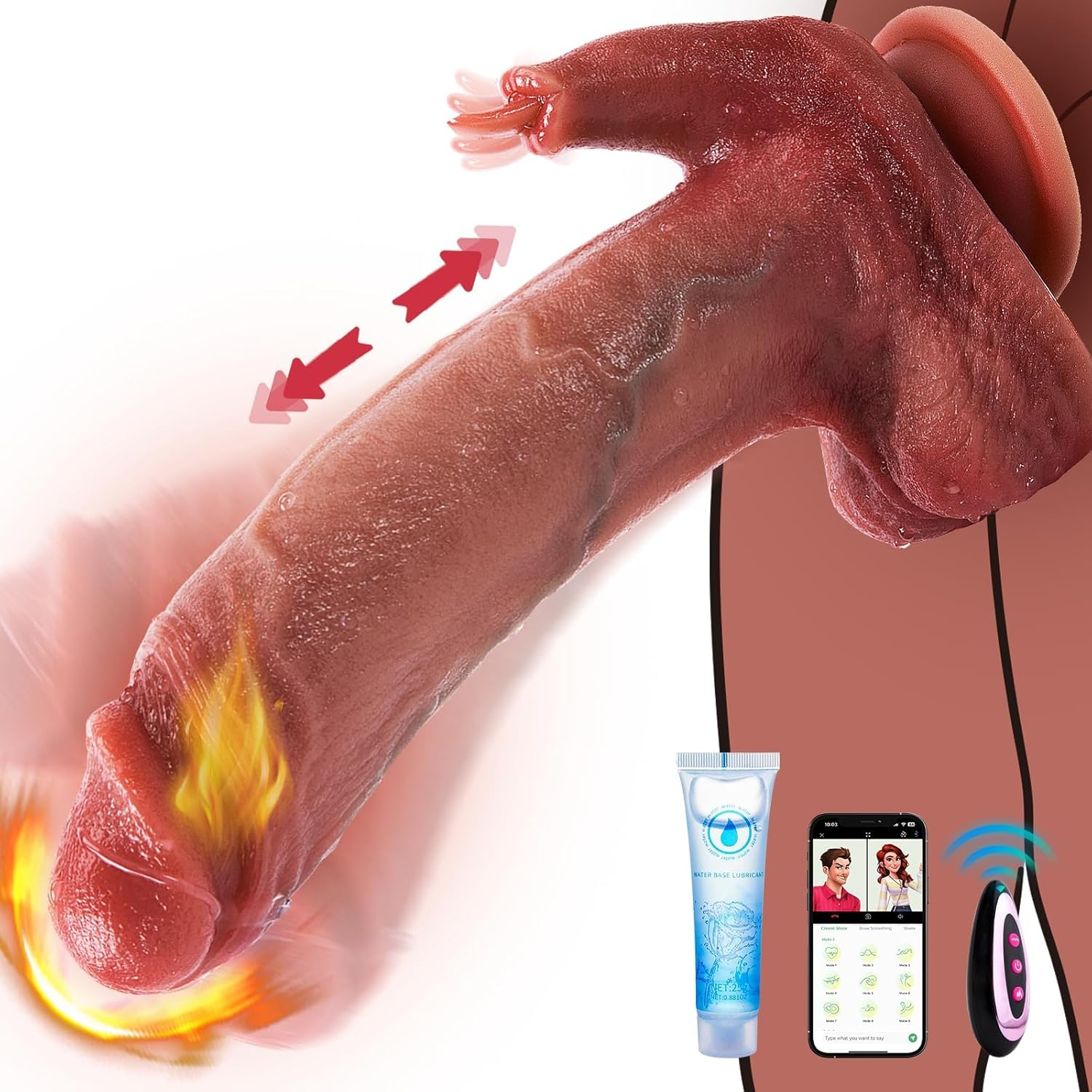 Realistic Thrusting Dildo Vibrator Adult Sex Toys - 9 Inch Suction Cup Dildo with Thrusting & Vibrating & Rotating Mode, G Spot Anal Clitoral Stimulator Silicone Thick Dildos for Women Couples Sex Toys image number 5