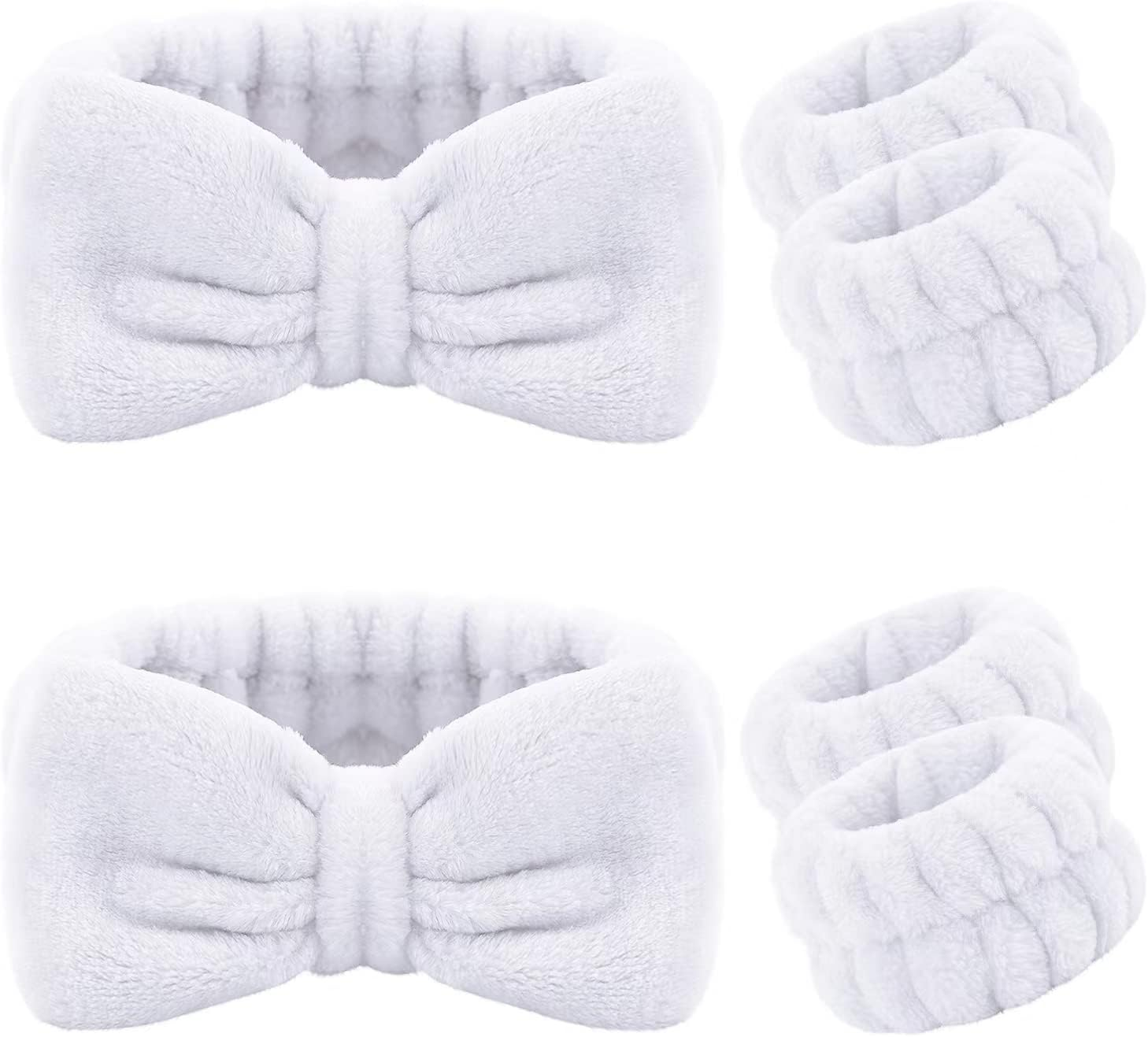 6 Pieces Spa Headband Wrist Washband Scrunchies Cuffs for Washing Face, Towel Wristbands Hair Headband Face Wash Wristband for Women Girls Makeup Prevent Liquids from Spilling down Your Arms (Black)