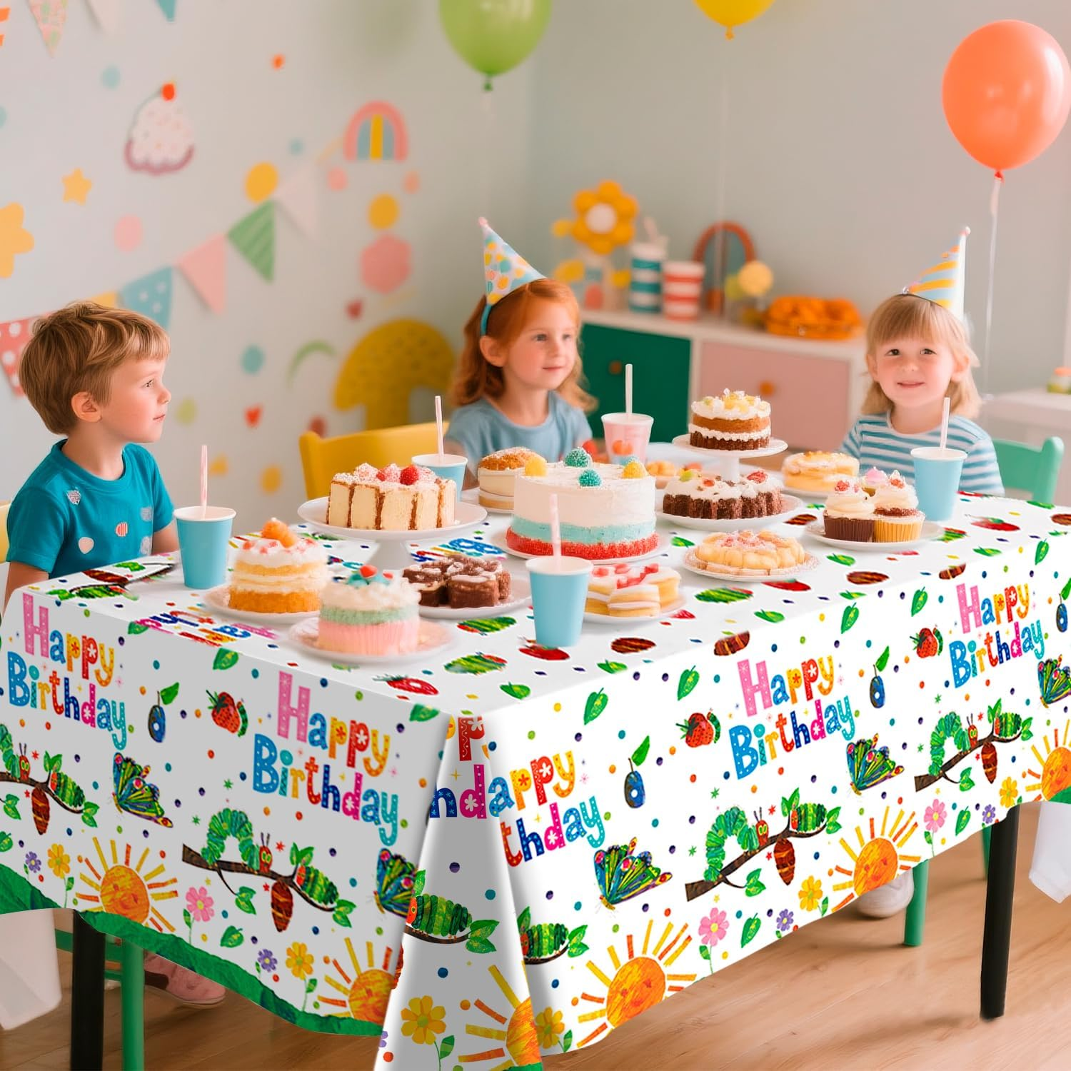 Caterpillar Party Decoration Tableware, 3Pcs the Very Caterpillar Party Tablecloth Hungry Caterpillar Birthday Tablecloth for Hungry Caterpillar Party Decoration, Caterpillar Decoration Birthday image number 2
