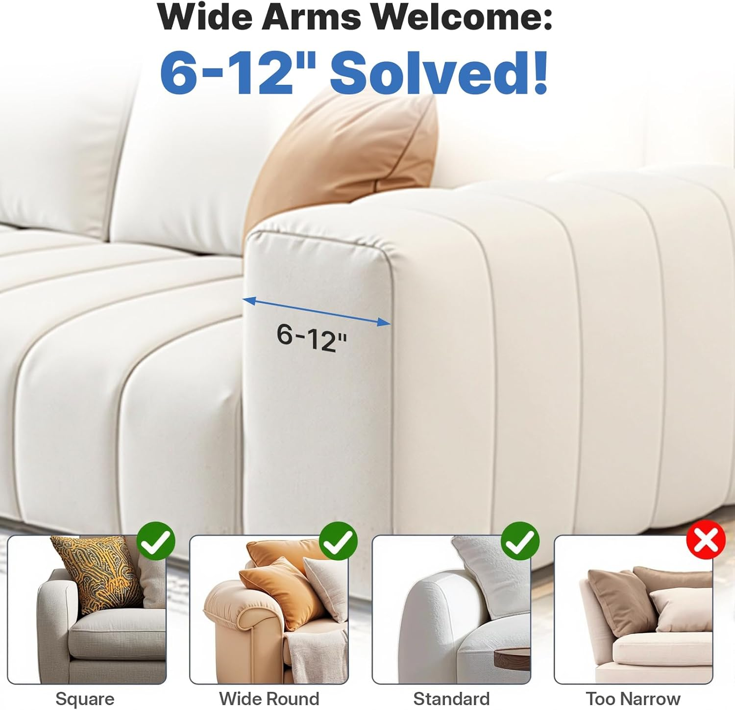 Uandhome Couch Cup Holder Tray, Silicone Sofa Armrest Organizer with Assesory Pockets for Storage Remotes, Cell-Phone,Tablet or Snack, Anti-Spill and Anti-Slip Couch Cup Holder for Drink (Gray) image number 5