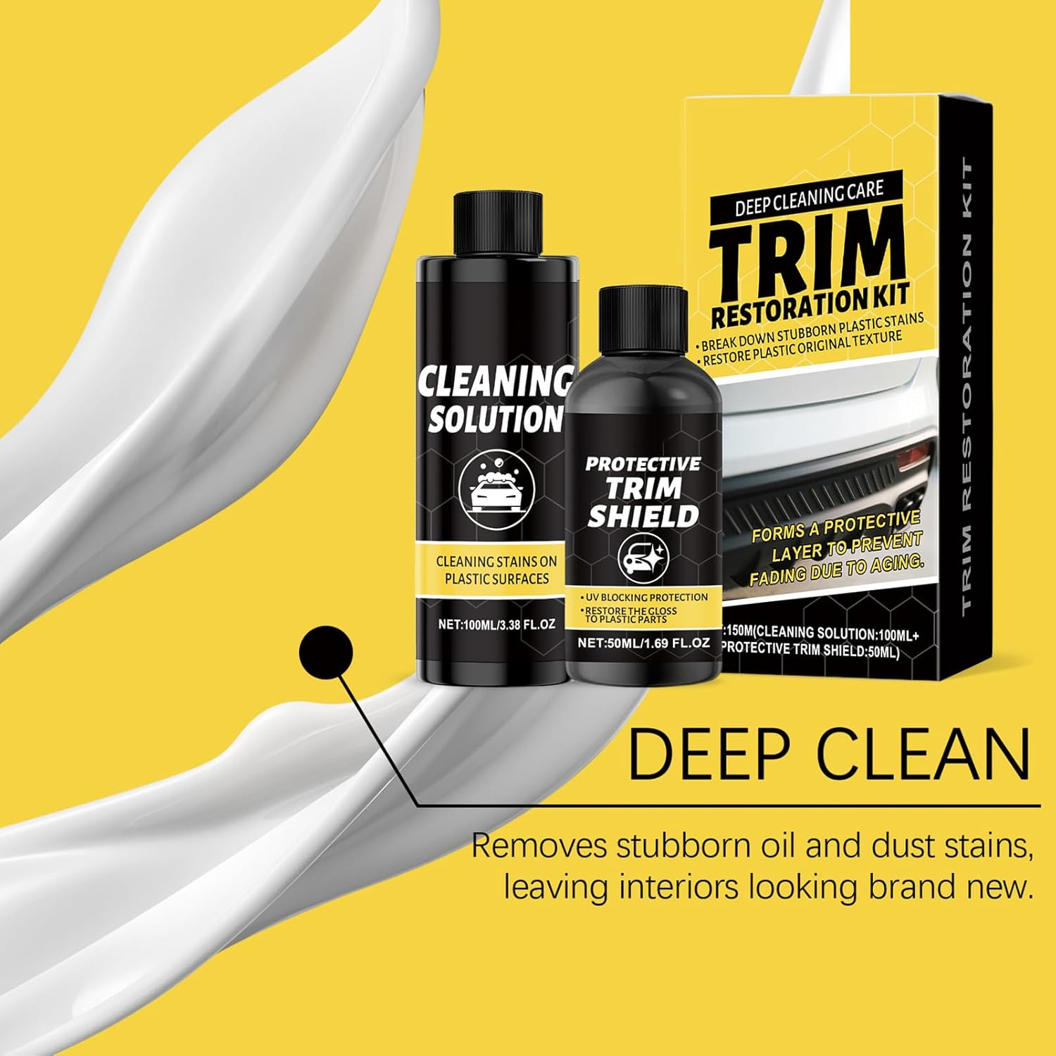 Lisutupode Trim Shine for Car - Vehicle Interior Cleaning Kit - Scratch-Resistant Car Trim Cleaning and Care Kit for Garage RV Repair Shop Dashboard Automotive SUV Truck image number 4