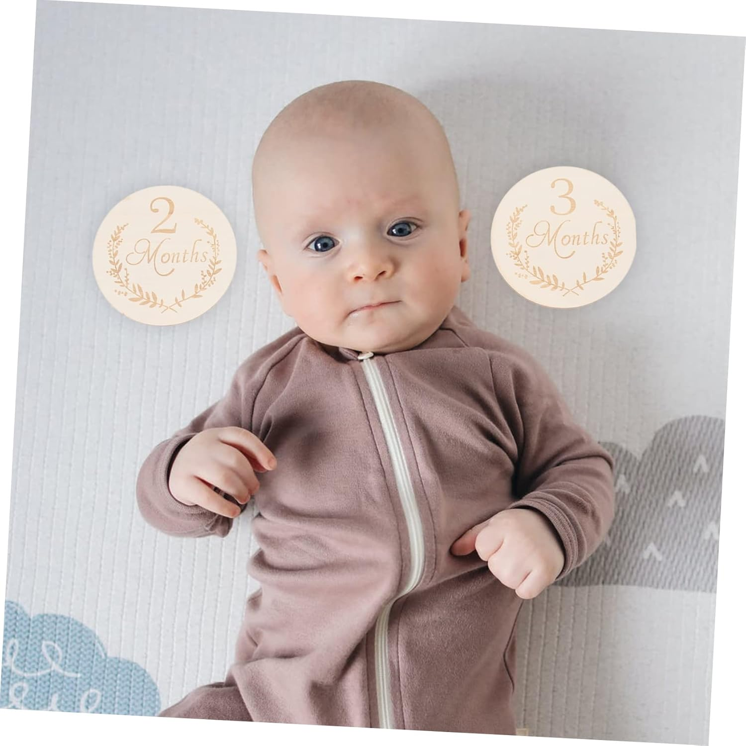 HEALSOPTHY 13Pcs Wooden Slices Monthly Milestone Cards Infant Growth Photography Props Natural Poplar Wood for Baby Party Supplies and Recordings image number 1