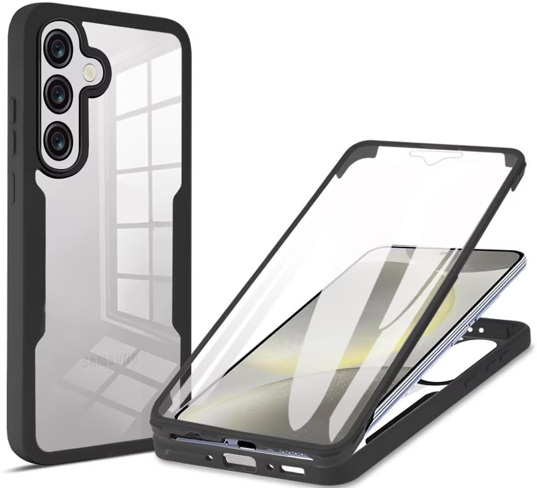 SEAHAI Transparent Case for Vivo V60 Lite 5G/4G, with Built-In Screen Protector, 360&deg; Full Body Armour Silicone TPU Bumper Shockproof Mobile Phone Case Protective Cover - Blue