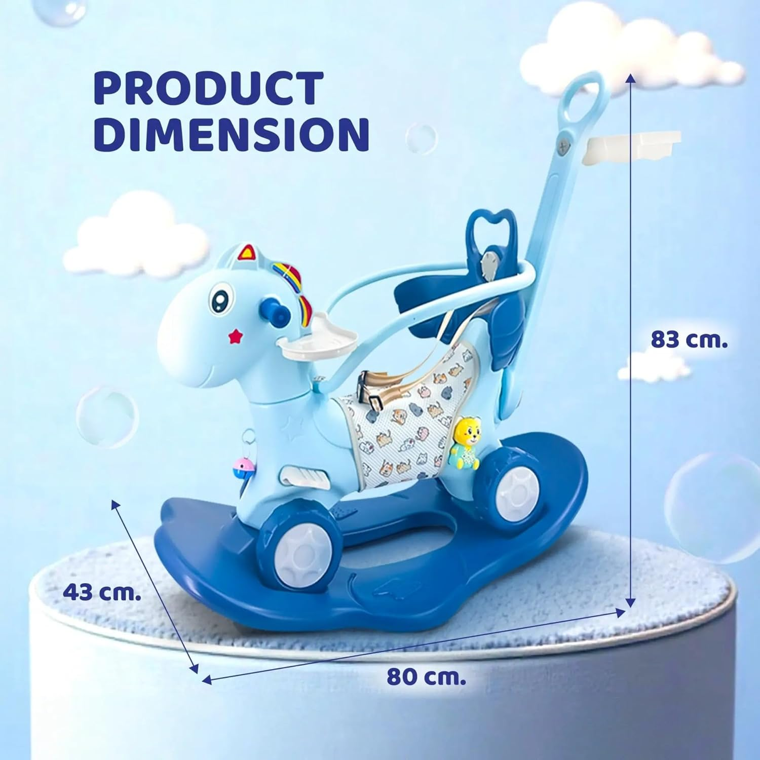 5 in 1 Rocking Horse for Toddlers 1-3 Years, Baby Rocking Horse W/Detachable Balance Board/Bike, Push Walker, Basketball Hoop Supports up to 50 Kgs Bpa/Lead Free HDPE Kids Ride on Toy W/Sound (Pink) image number 5