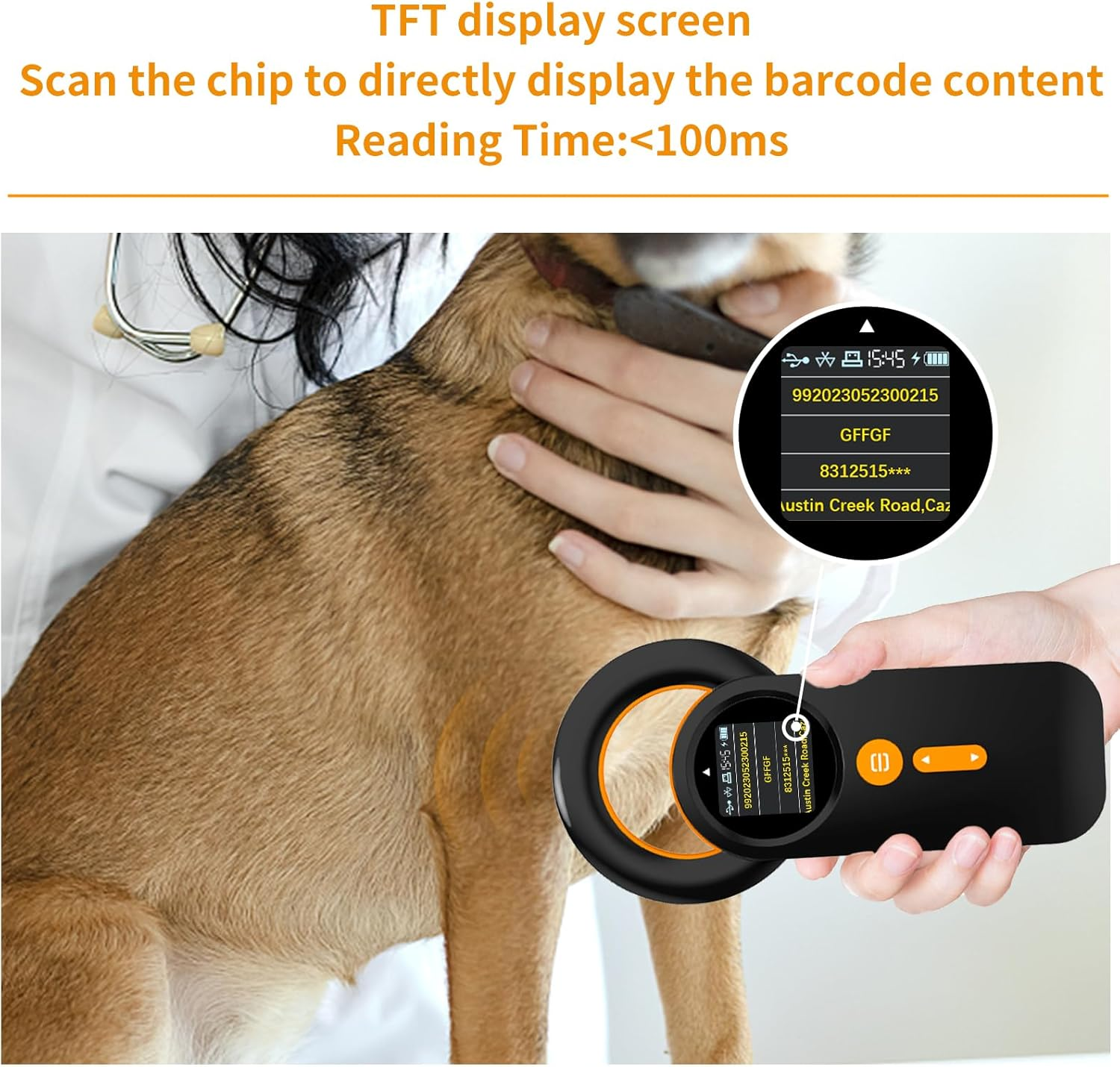 Symcode RFID EMID Animal Handheld Reader - Pet ID Scanner, Rechargeable Animal Chip Scanner, FDX-B(ISO 11784/11785) ID64 RFID Reader image number 2