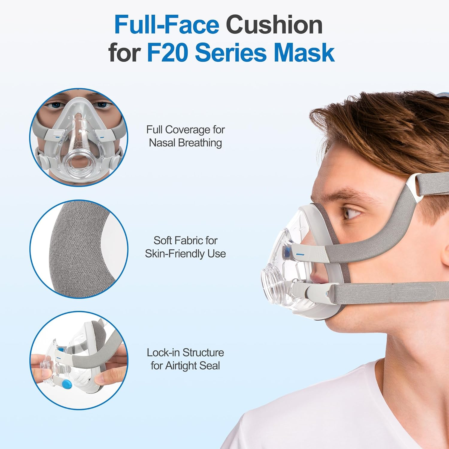 2 PCS Velvet CPAP Mask Compatible with Resmed Airfit F20 & Airtouch F20, Reliable Seal Sleep Apnea Mask, Innovative Velvet-Silicone Hybrid Design, CPAP Accessories Supplied by Airsmart, Brown(M)