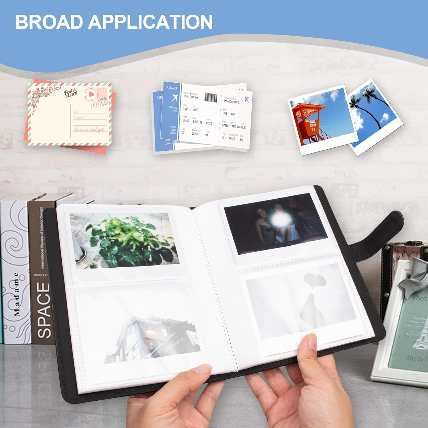 80 Pocket Photo Album 3.5 X 4.5 Inch Camera Film Storage, for Polaroid Cameras, for Fujifilm Instax Wide 400/300/210 Slip in Photo Book Album 20-Page Holds 80 Pictures-Black - Black image number 3