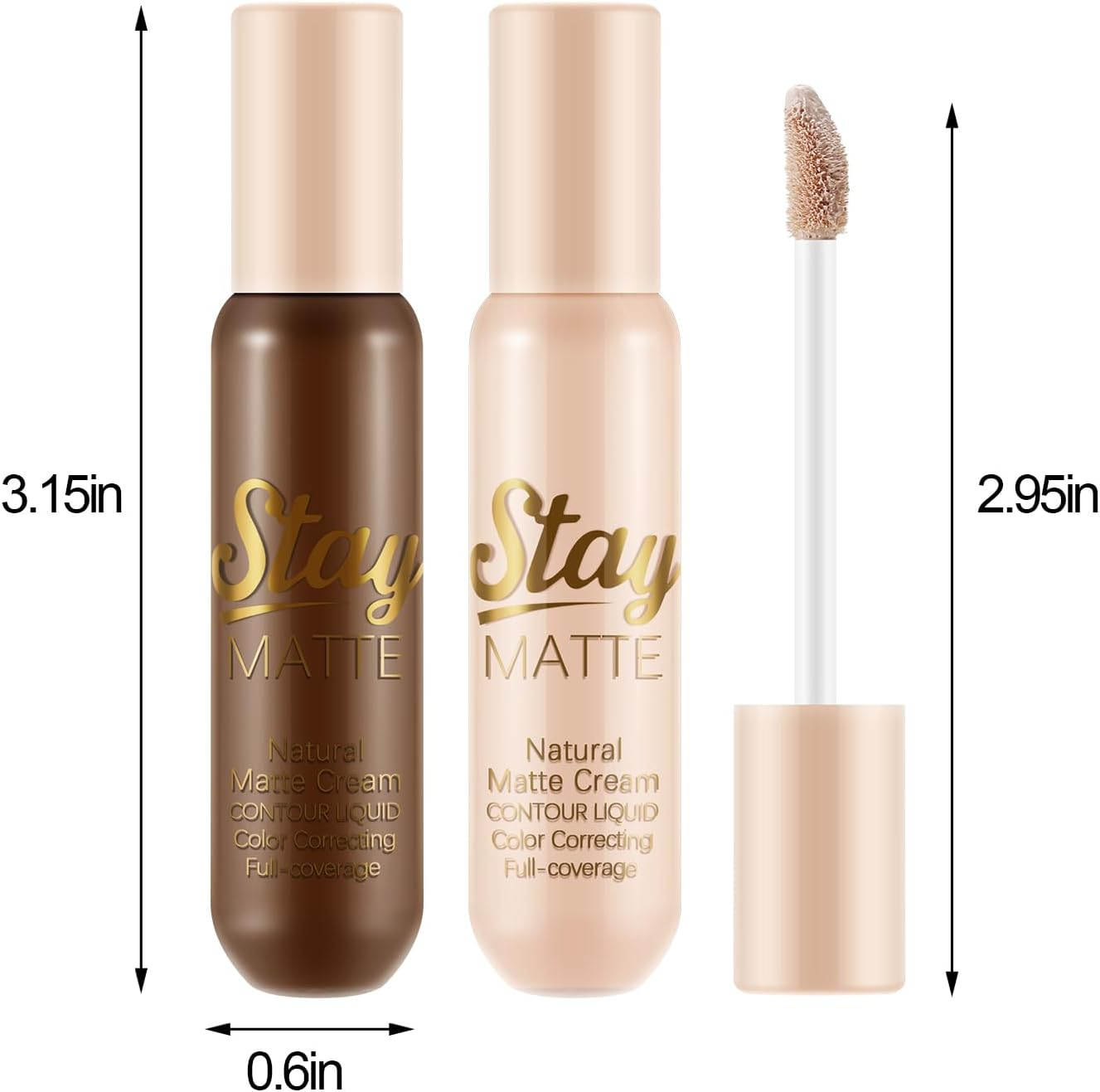 Apooliy 2Pcs Cream Contour Highlighter Sticks，Matte Face Shaping & Contouring Stick，Full Coverage，Highlighters & Luminizers，Waterproof Bronzer Stick