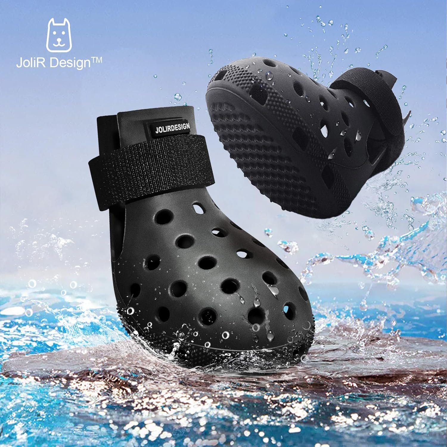 Dog Shoes for Hot Pavement - Dog Shoe for Small & Medium & Large, Dogs Boots Paw Protectors, Non-Slip, Waterproof, Easy-Clean Dogs Booties for Beach and Snow (Black, L) image number 6