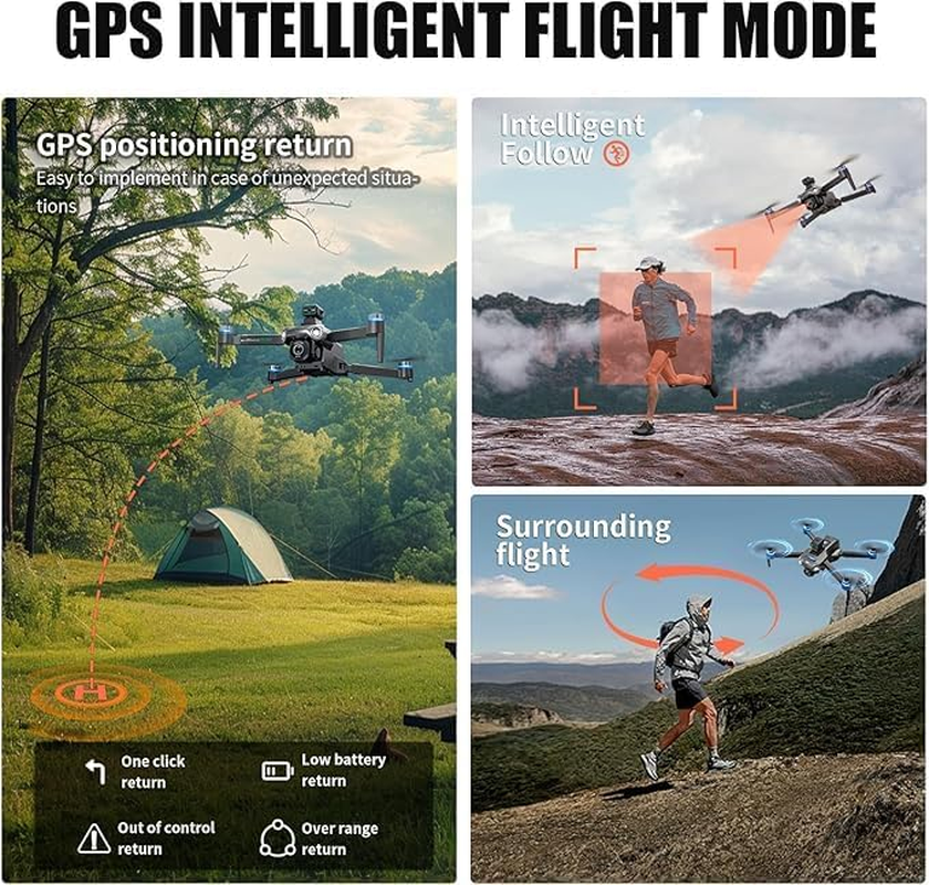 GPS Drone with 4K Camera for Adults, 40 Mins Flight Time, Quadcopter with Brushless Motors, Foldable FPV Drone with Smart Obstacle Avoidance, Auto Return Home, Follow Me, 120&deg; ESC Camera, under 260 G image number 2