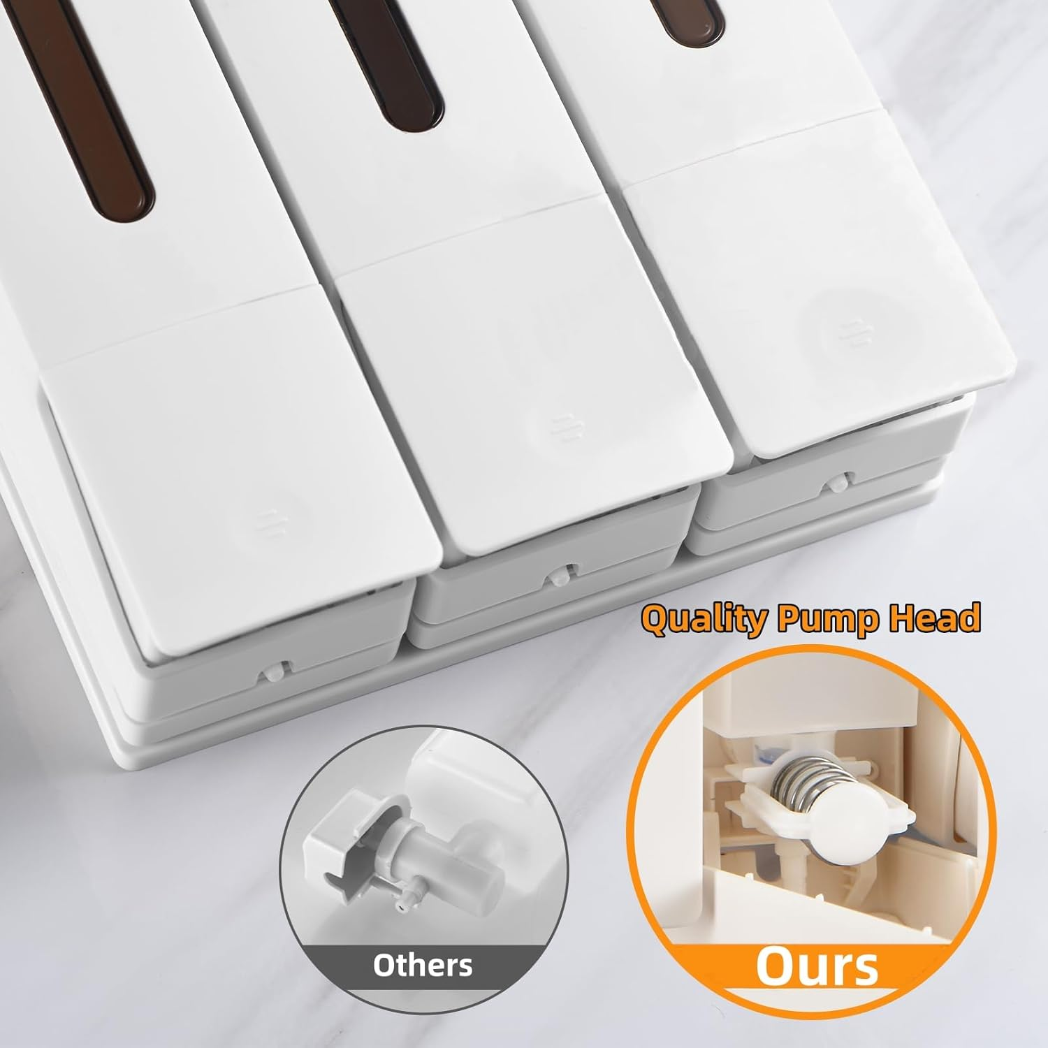 FORYUSE Shower Soap Dispenser Shampoo Conditioner Wall Mounted No Drill Body Wash Dispenser 3 Chamber for Home Bathroom Hotel 3 X 400Ml Large Capacity White image number 3