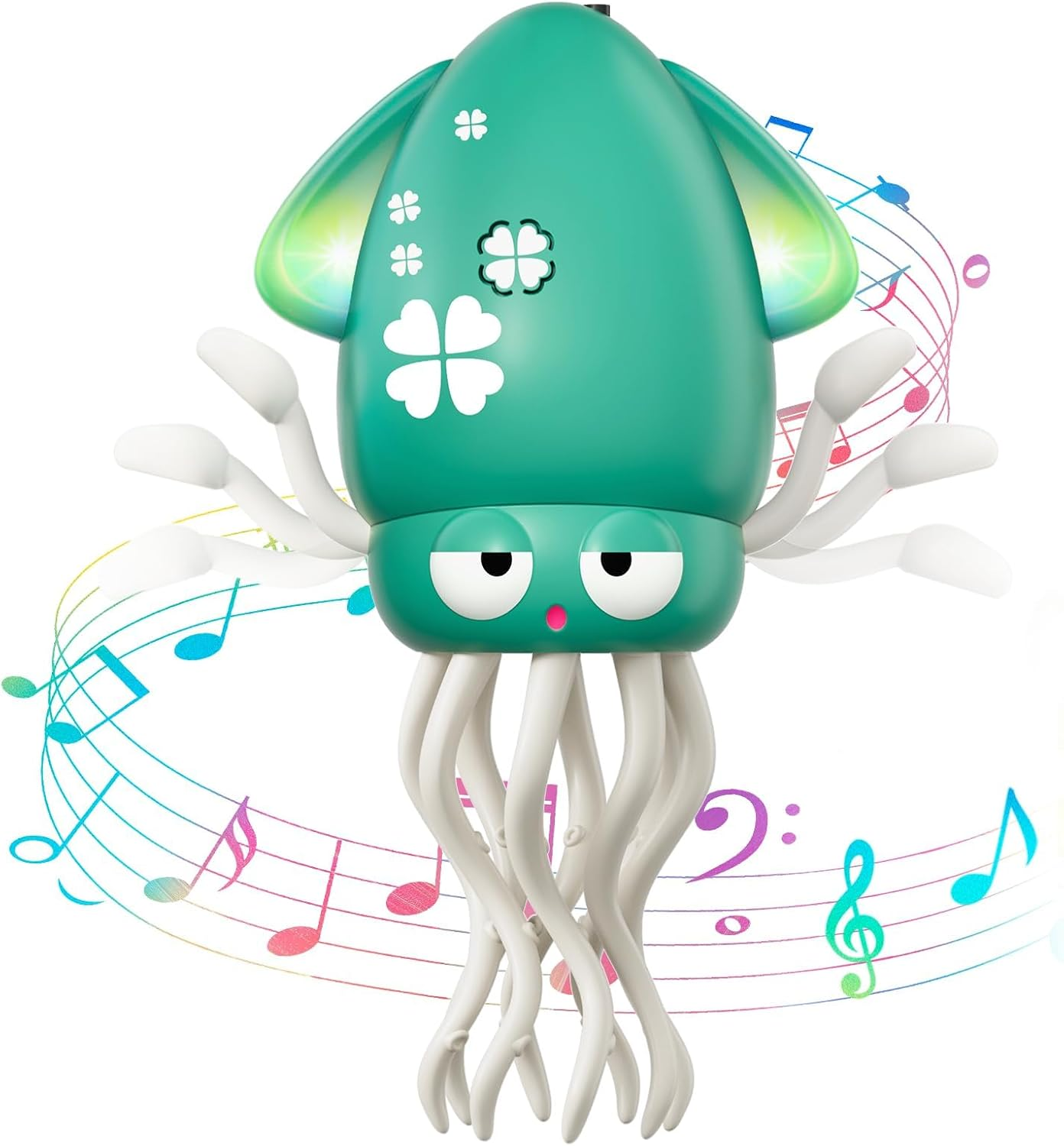 Dancing Squid Tummy Time Toy &ndash; Electric Crawling Octopus Baby Toy, LED Lights & Music (Green)