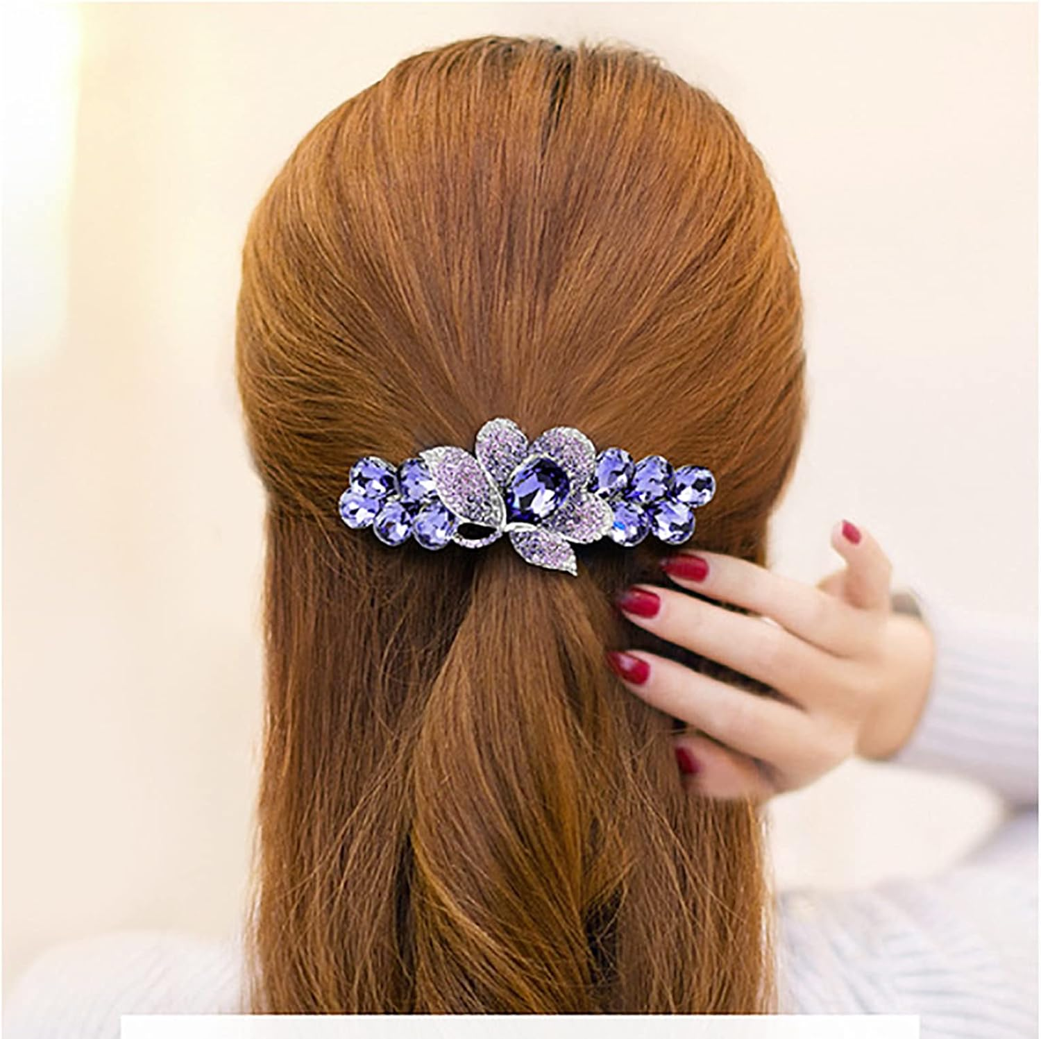 Violet Flower Woman Hair Clips, Hair Accessories, Decorative Hair Clips Girls Women,Violet image number 6