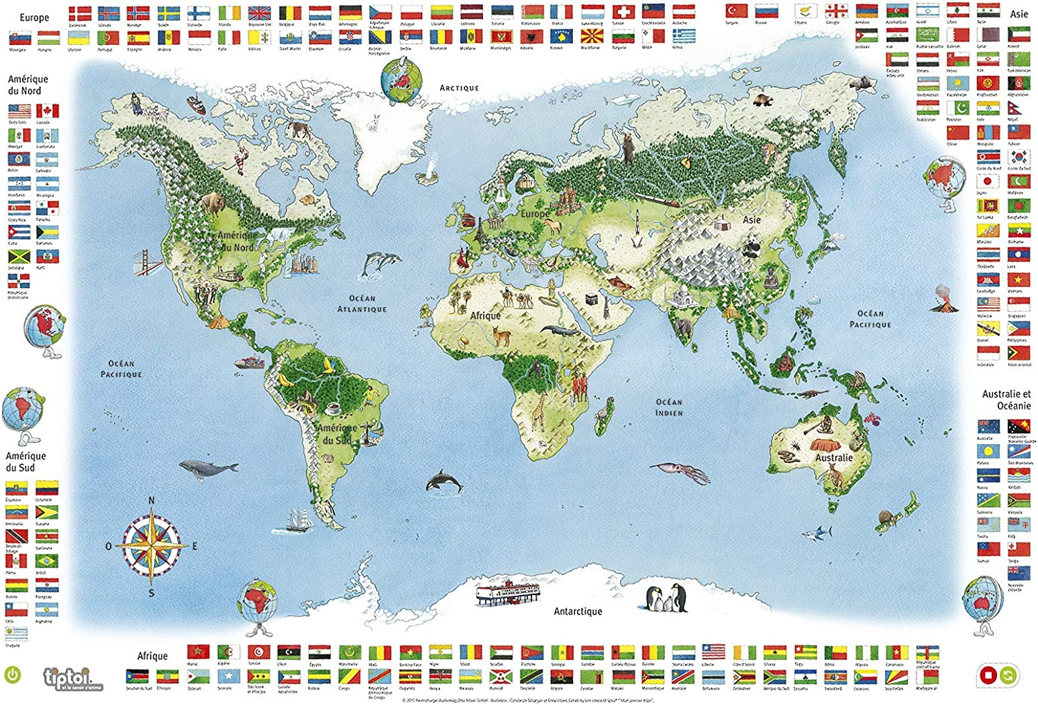 Ravensburger - Tiptoi Interactive Reader Complete Set - My First Atlas Book in French - Electronic Educational Games - from 5 Years - 00032 image number 6