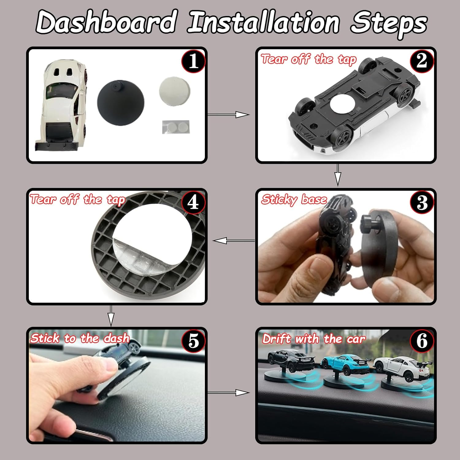 Car Dashboard Decorations &ndash; Drift & Turn Mini Car Model Ornament &ndash; Dynamic Interactive Automobile Decor for Enthusiasts Vehicle Interior Dashboard Drifting Decorations Accessories Gifts(Orange-Red) image number 3