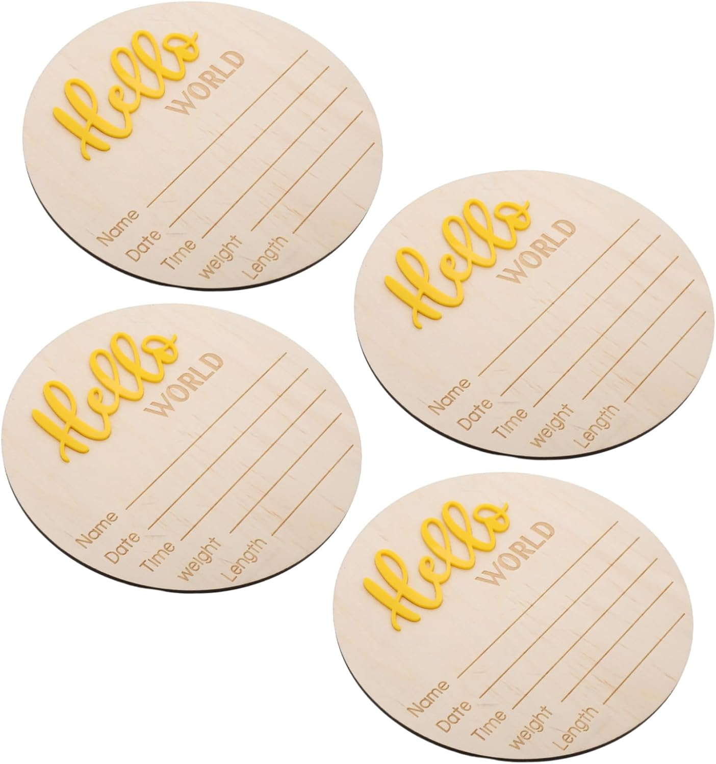 Toddmomy 4Pcs Birth Sign Card Wooden Nursery Announcement Prop for Newborn Arrival Welcome World image number 5