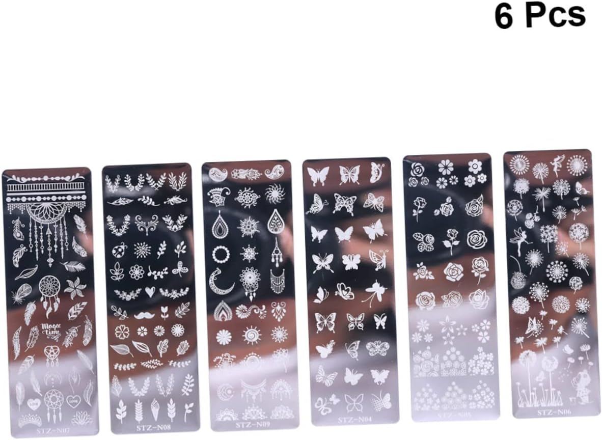 Baluue Nail Stamping Plates 6 Pieces Floral Butterfly Templates Manicure Stamping Plates Print image number 5