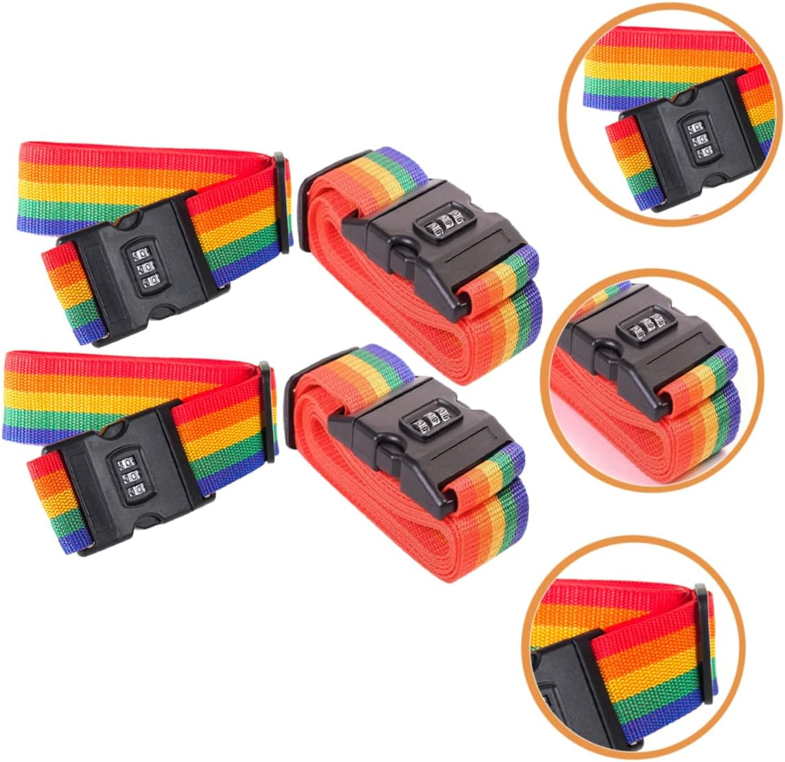 Veemoon 4Pcs Luggage Straps Bag Packing Straps Luggage Case Bundling Belts Tie down Strap Lashing Adjustable for Travel Suitcase image number 5