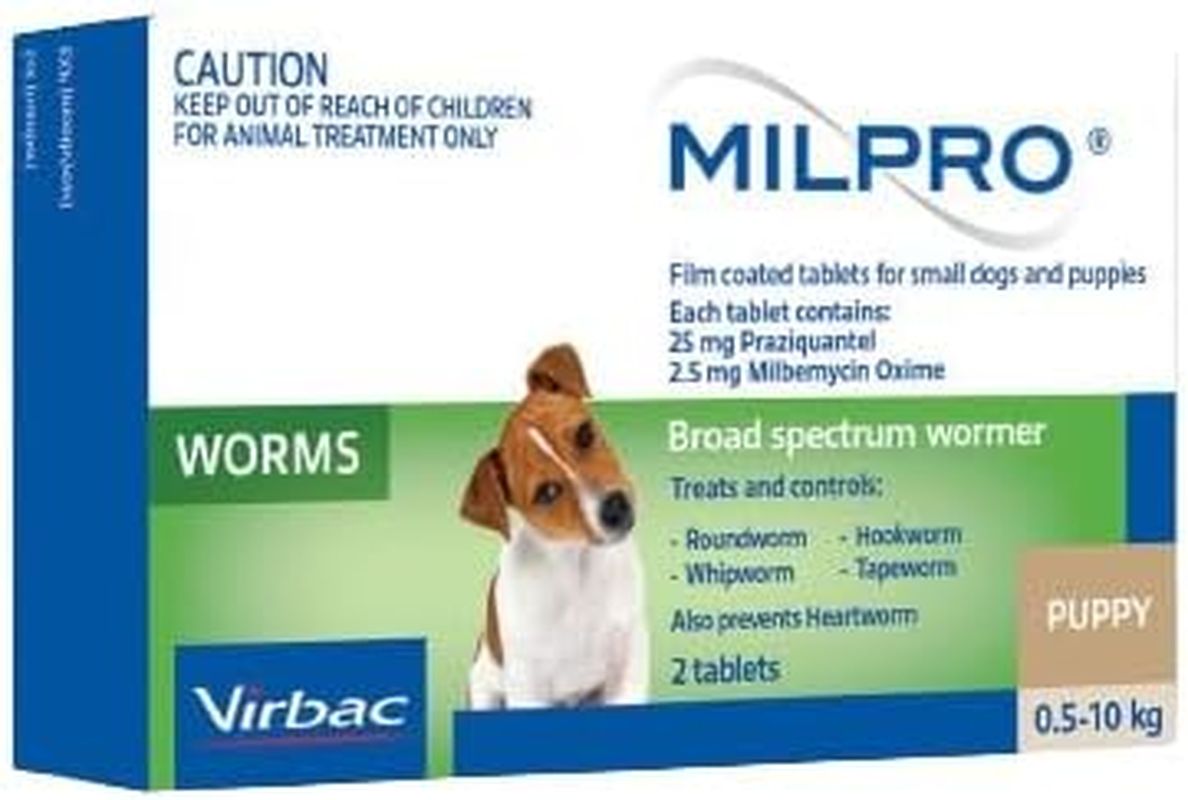 Milpro Allwormer for Puppies and Dogs up to 5 Kg 2 Tablets