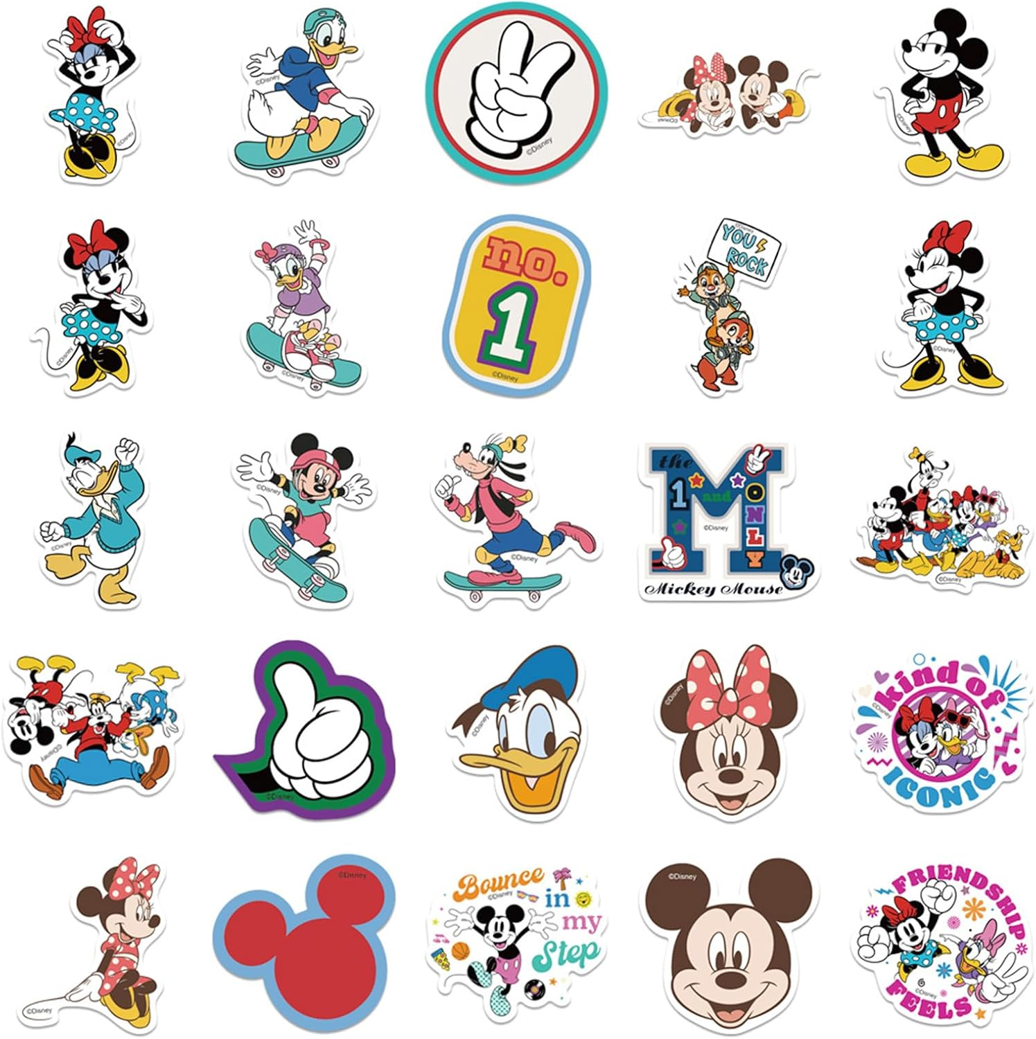 Mickey Mouse Stickers for Water Bottles 50 Pcs Cute, Waterproof, Beautiful and Fashionable Youth Stickers, Suitable for Cups, Phones, Bicycles, Guitars, Suitcases,Piano,Skateboard.