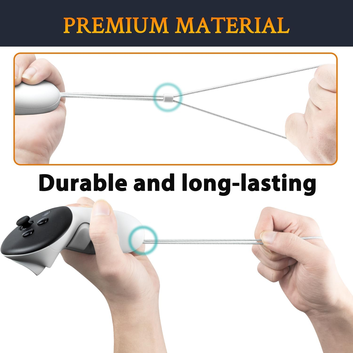 SOULWIT 1 Pair Upgraded Replacement Wrist Straps for Oculus Quest3/Quest 3, Durable & Adjustable Controller Hand Straps for Meta Quest3S/Quest 3S, Easy DIY Installation - White image number 1