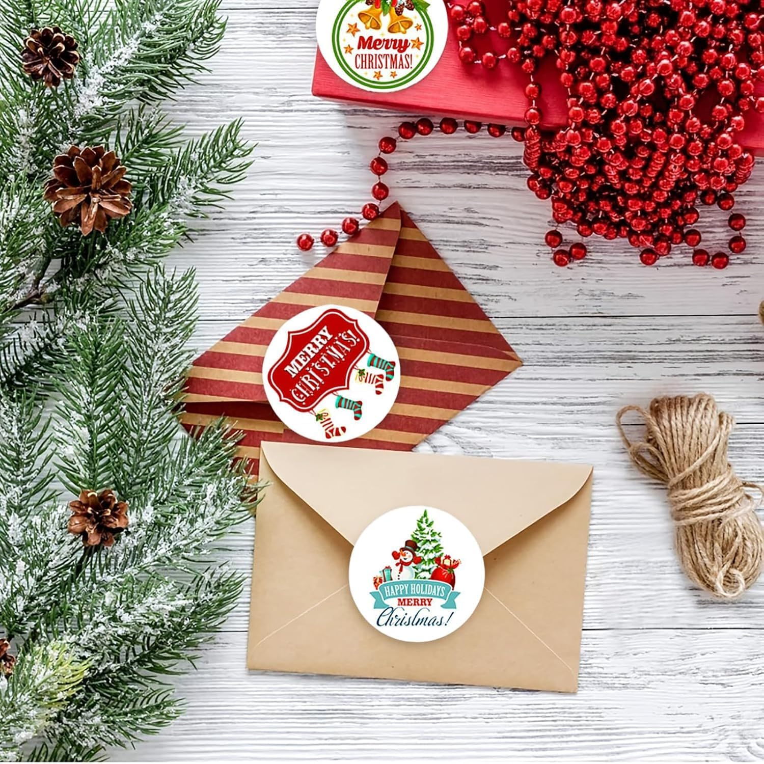 500 Sheets Merry Christmas Sticker Label Roll 1 Inch 8 Designs Circular Holiday Labels for Gift Wrappingenvelope Sealing, Cards & Festive Decorations image number 3