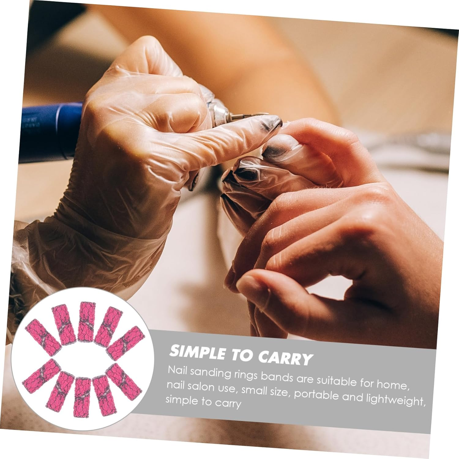 MUSISALY 50Pcs Mini Nail Sanding Bands for Nail Drill Compact Material for Manicure image number 3