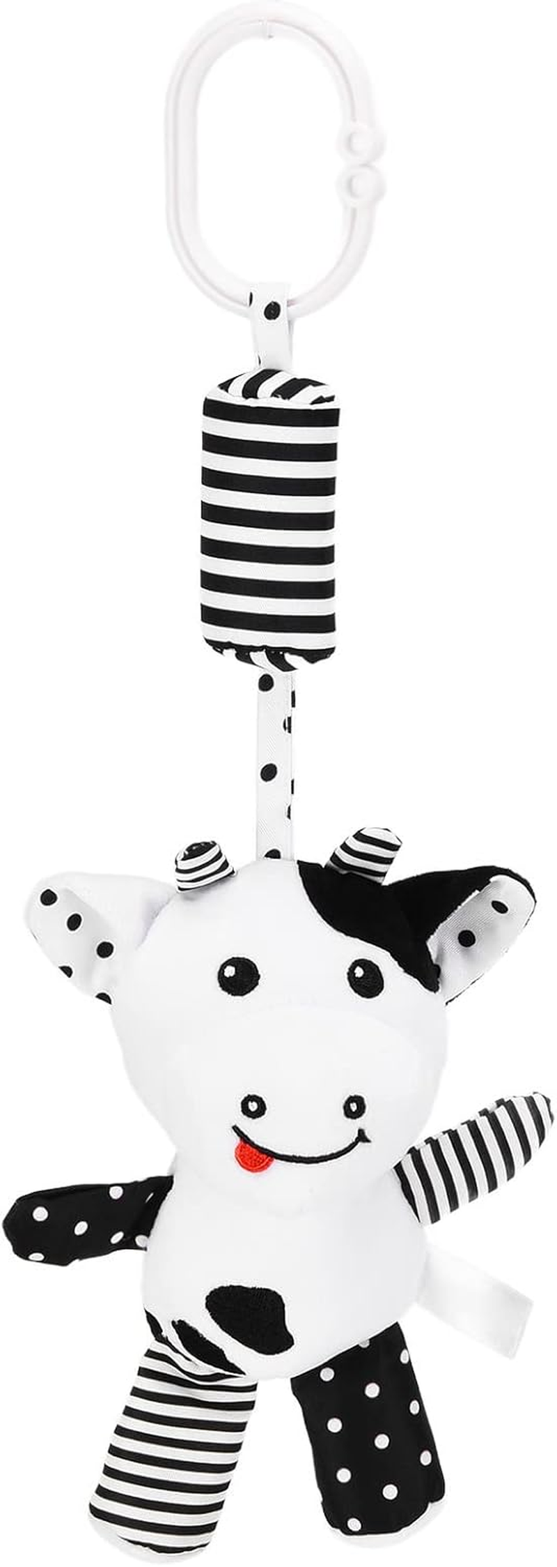 Baby Hanging Rattle Toys, Baby Car Plush Hangingtoys Stuffed for Infants Car Bed Crib(Black and White Striped Calf Pendant) image number 6