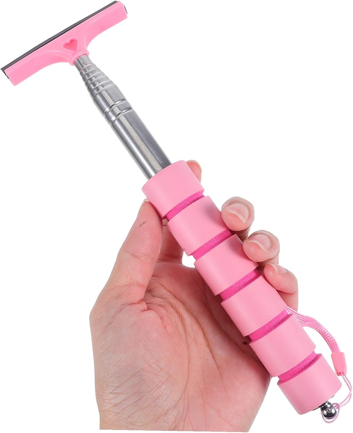 UTHCLO Car Rearview Mirror Cleaner Tool Extendable 21.5-96Cm Pink Windshield Wiper Brush Multi-Functional Car Cleaning Kit for Rainproof Auto Glass Maintenance image number 2