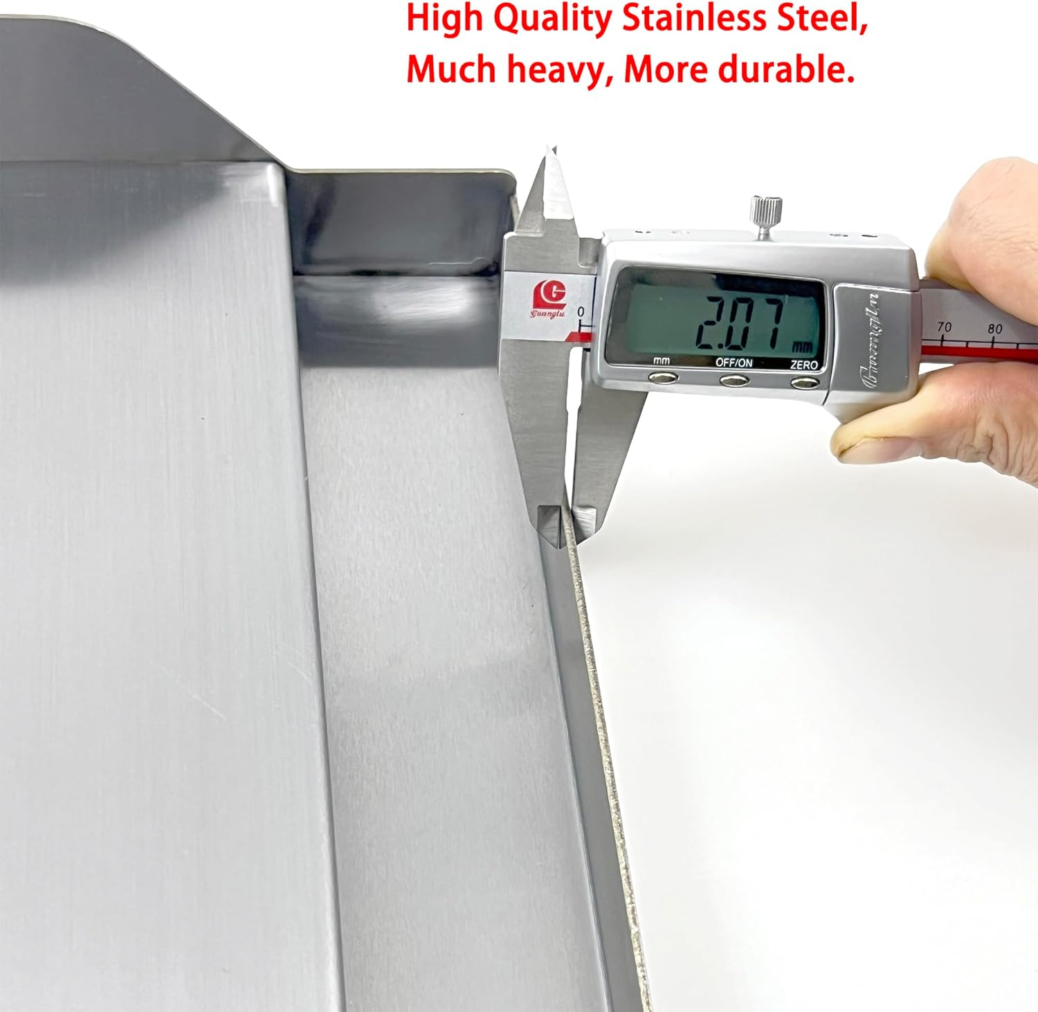 Direct Store Parts DS127 Stainless Steel BBQ Cooking Griddle, Universal Flat Top Griddle with 2 Handles for Most Gas Grills, W25"&times;D16"&times;H2.75", Heavy Duty Stainless Steel Griddle 1Pc, Large Size