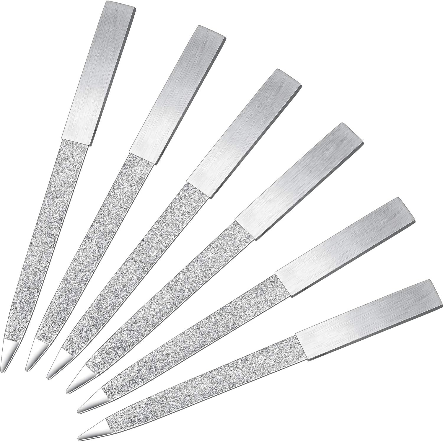 Mudder 6 Pieces Diamond Nail File Stainless Steel Double Side Nail File Metal Buffer Women Men Fingernails Toenails Manicure for Salon and Home, Silver(5 Inch) image number 1