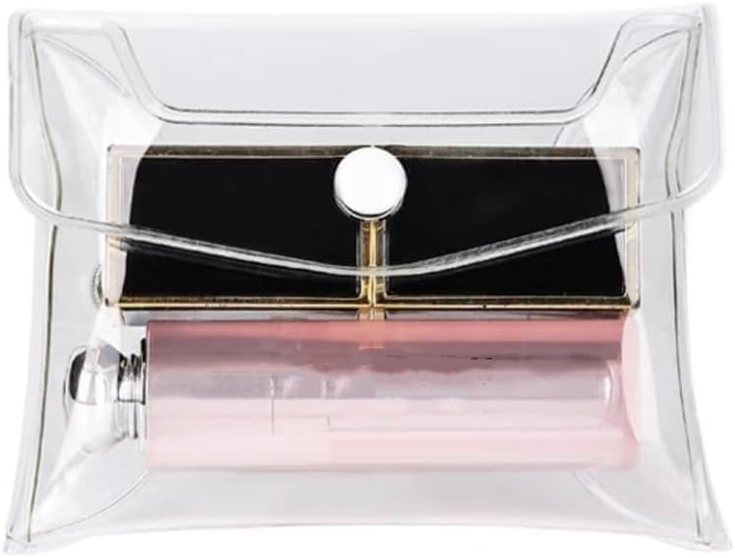 Transparent Mini PVC Makeup Bag Small Clear Plastic Cosmetic Organizer Bag Pouch with Snap Closure Cosmetic Bags for Vacation Travel, Bathroom Organizing(S) image number 5