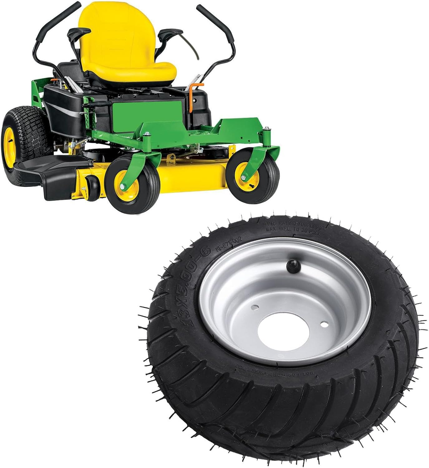 Generic 13X5.00-6 ATV Wheel, 13/5.00-6 Rubber Tire with Rim, anti Slip Shockproof Puncture Proof Vacuum Tyre ATV Tire for UTV Quad off Road Go Kart Golfs Cart Wheels