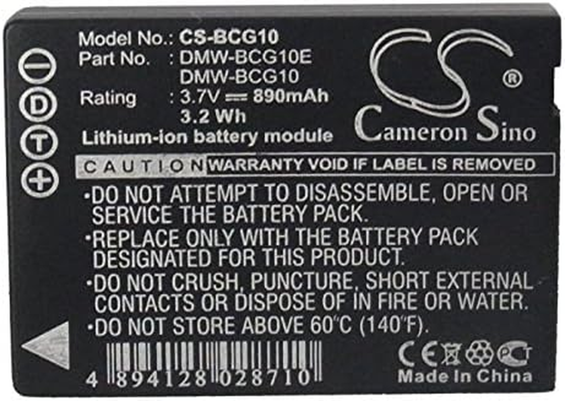 KONGNY Replacement Battery Compatible with Panasonic Lumix DMC-TZ6, Lumix DMC-TZ65, Lumix DMC-TZ6A, Lumix DMC-TZ6EG-K, Part Number: DMW-BCG10, DMW-BCG10E, DMW-BCG10GK, DMW-BCG10PP 890Mah/3.7V image number 1