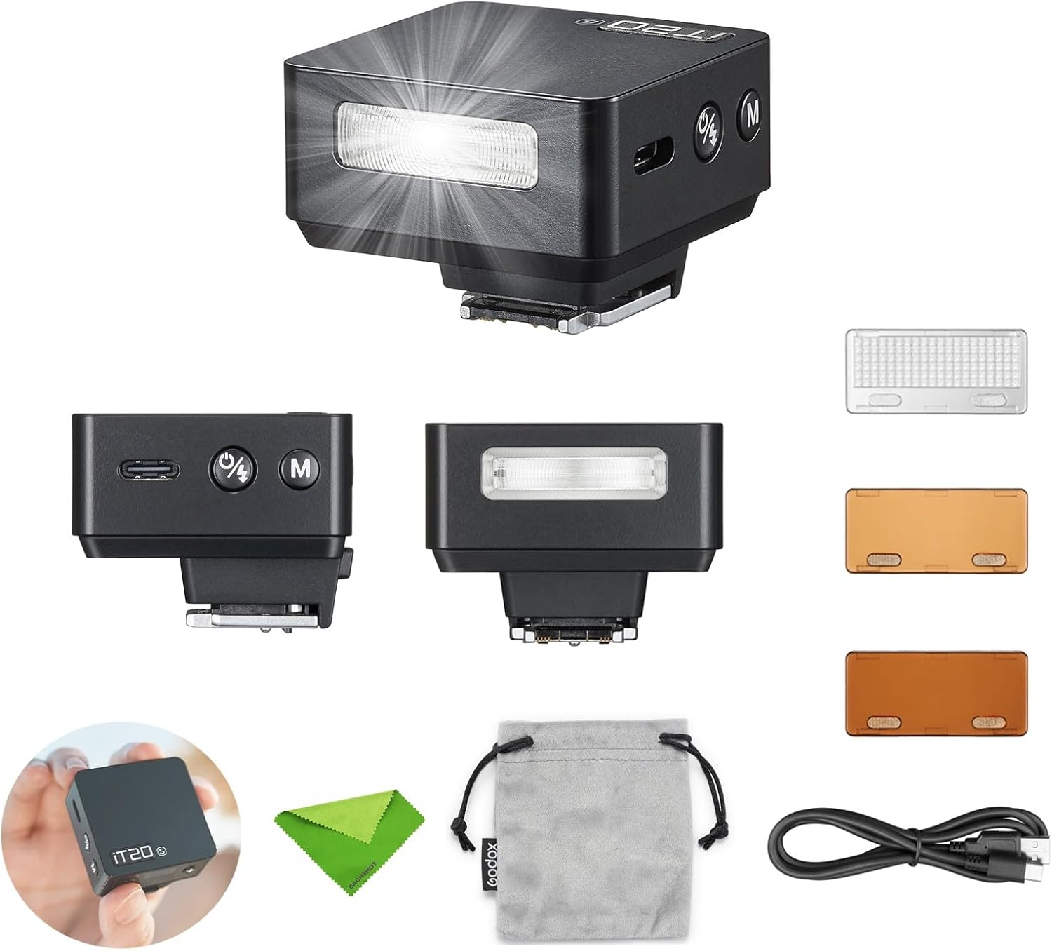 Godox It20-S TTL Mini Flash Speedlight for Sony, 700 Full Power,1.5S Recycling Time, Built-In Lithium Battery with Color Filters (Black)