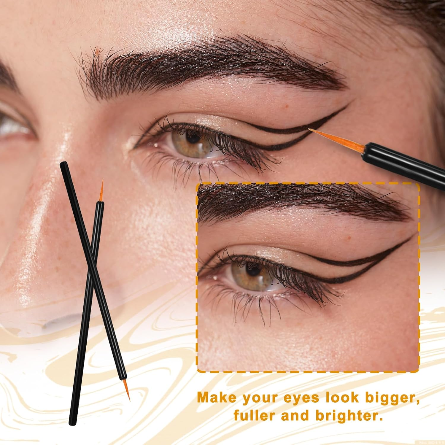 150 Pcs Disposable Eyeliner Brush Set Ultra-Fine Point Eye Liner Applicator Cosmetic Eyelash Brush Wands Applicator Black Makeup Eye Liner Tools for Eyelash Lip Liner Liquid Eyeliner Lipstick image number 5