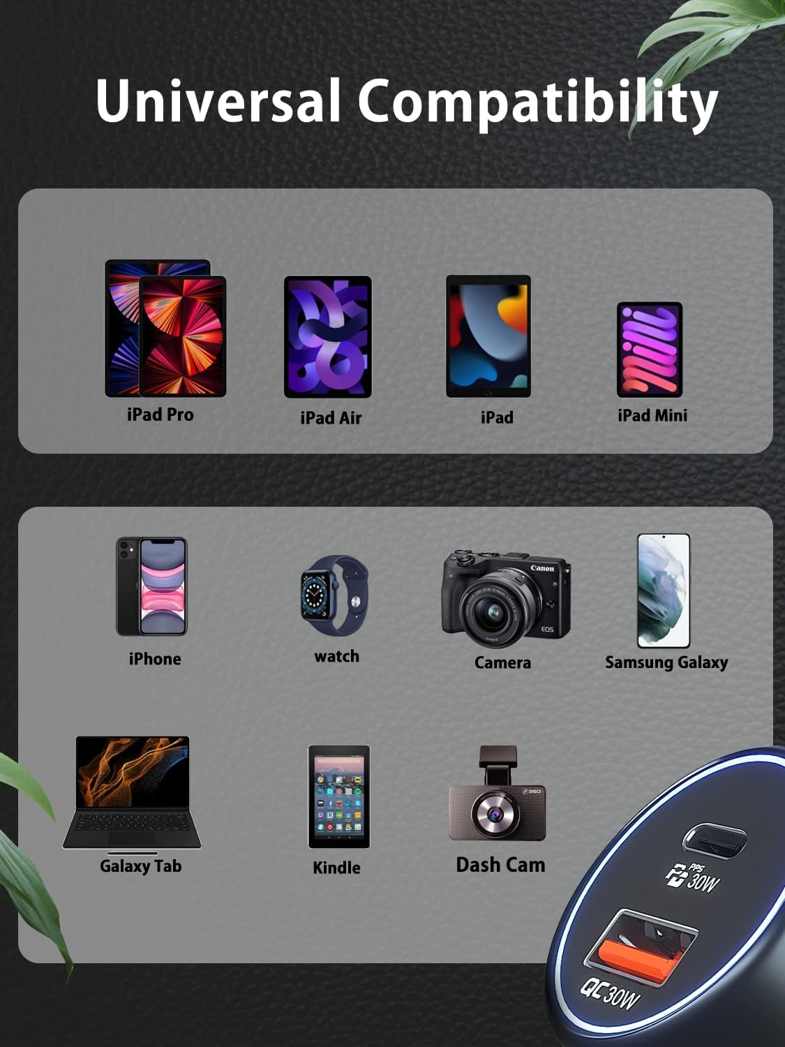 USB C Car Charger, Total 60W Car USB Charger 2 Port Fast Charge [30W PD&30W QC3.0], Flush Fit Fast Car Charger Adapter Compatible with Iphone 14/13/12/11, Galaxy, Pixel, Tablet and More image number 4